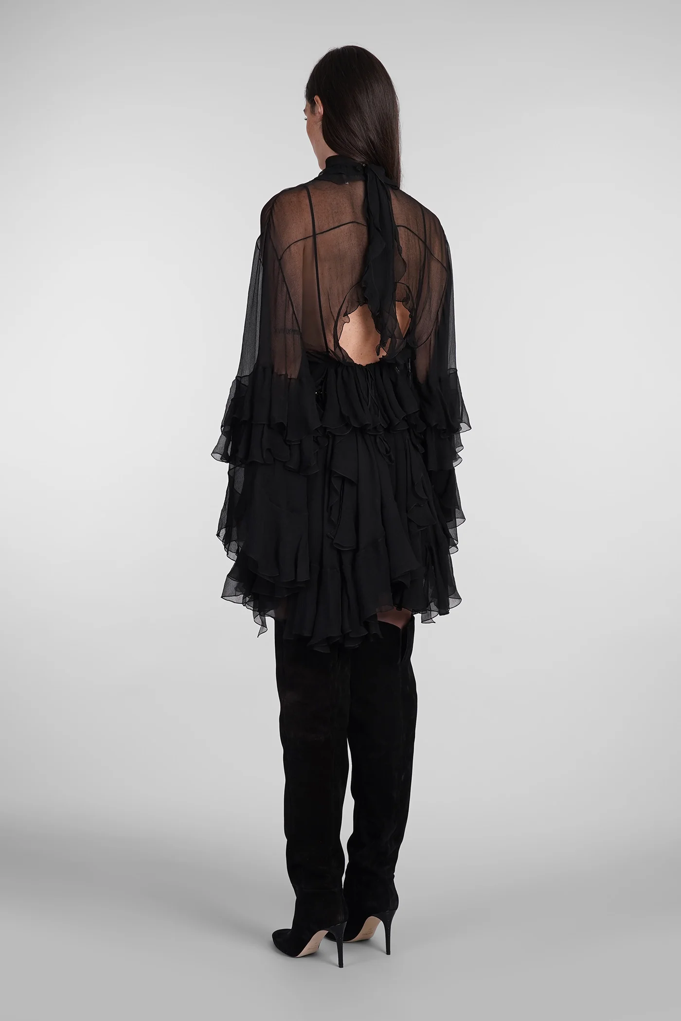 Dress woman  in black silk - Image 3