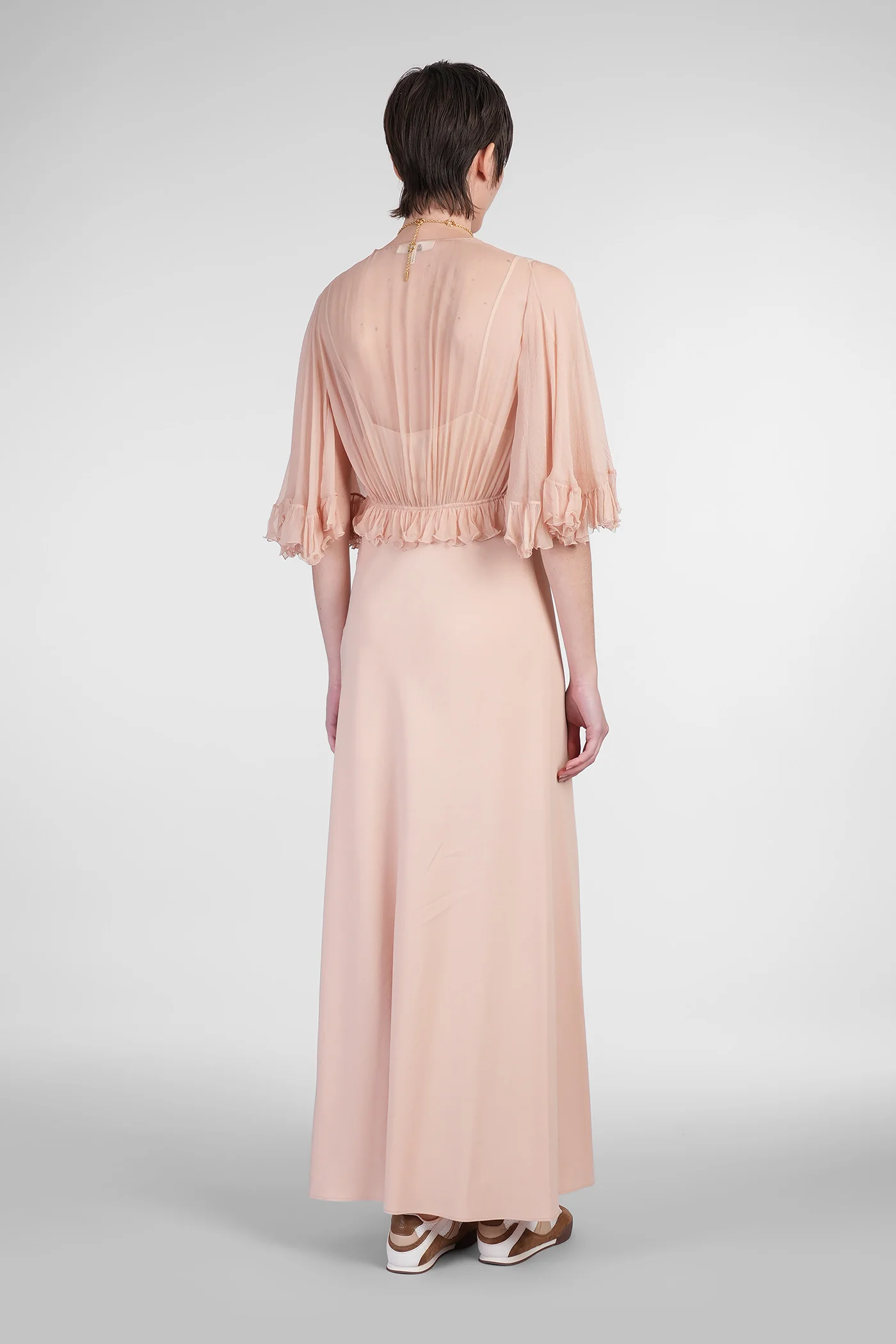 Dress woman  in rose-pink silk - Image 3