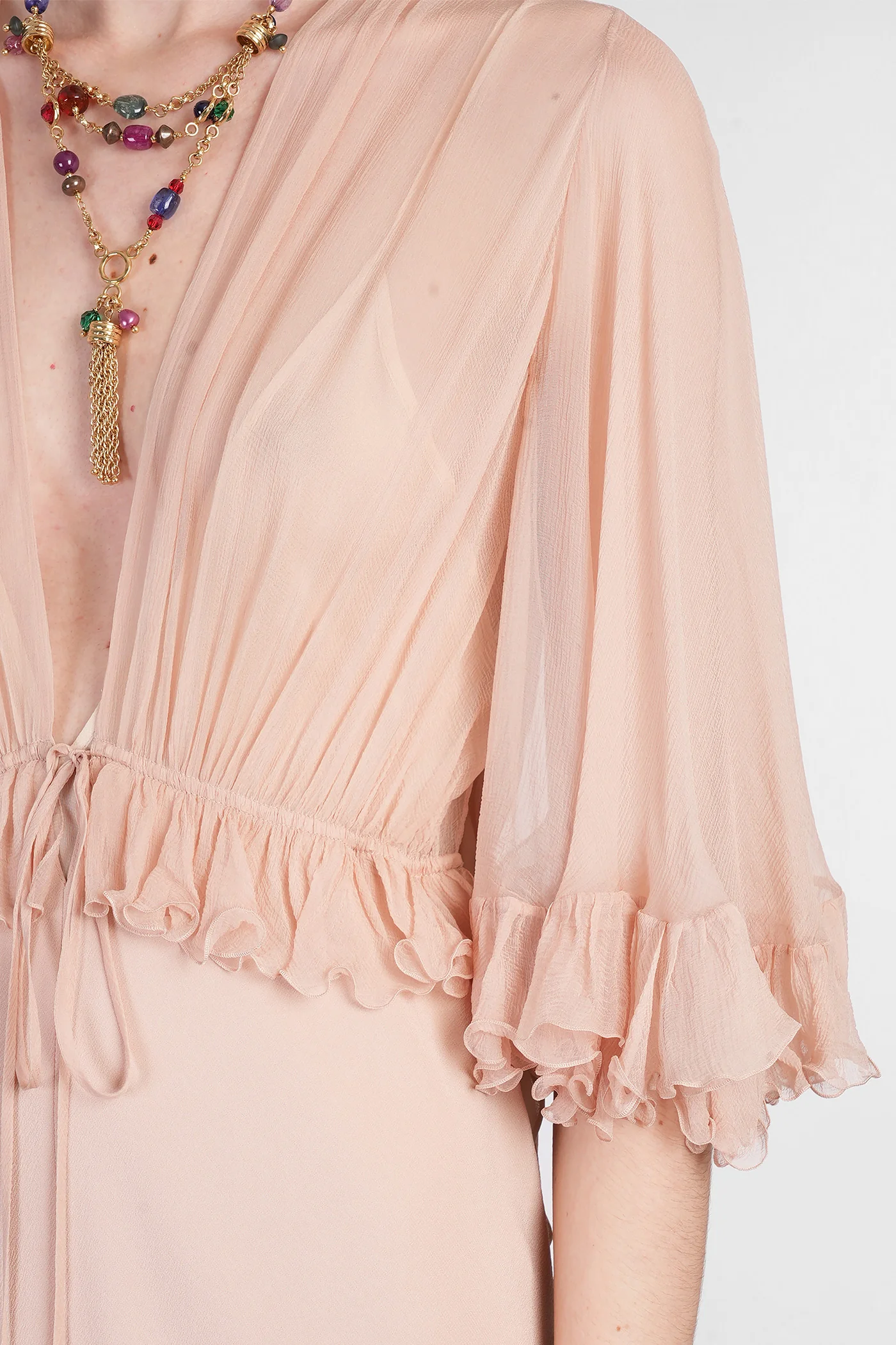 Dress woman  in rose-pink silk - Image 5