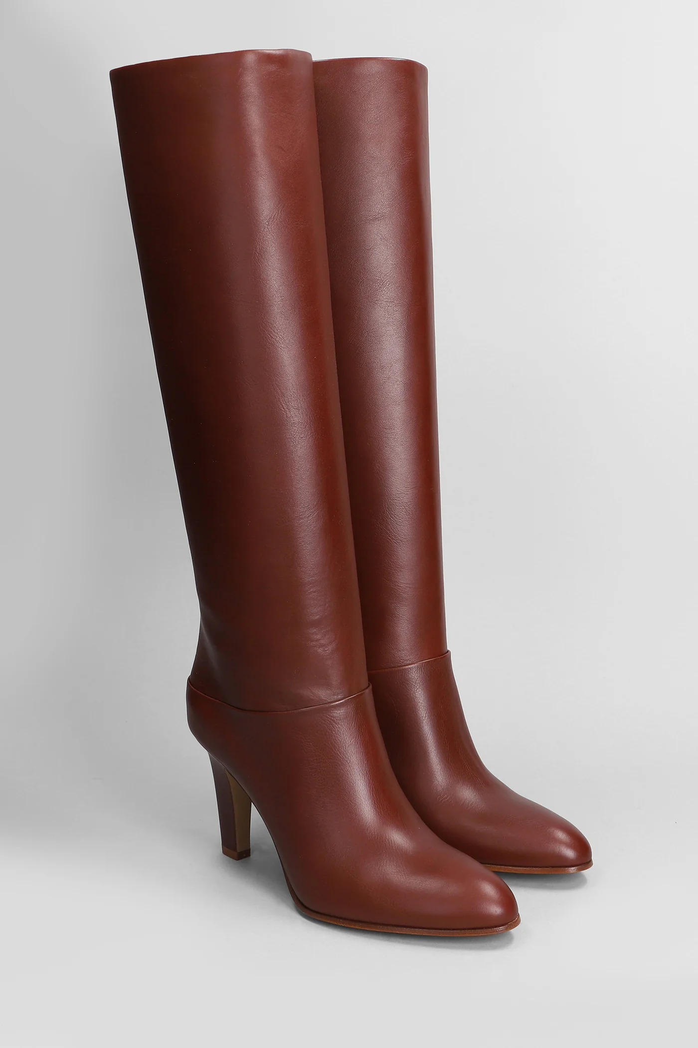 Eve High heels boots in brown leather - Image 32