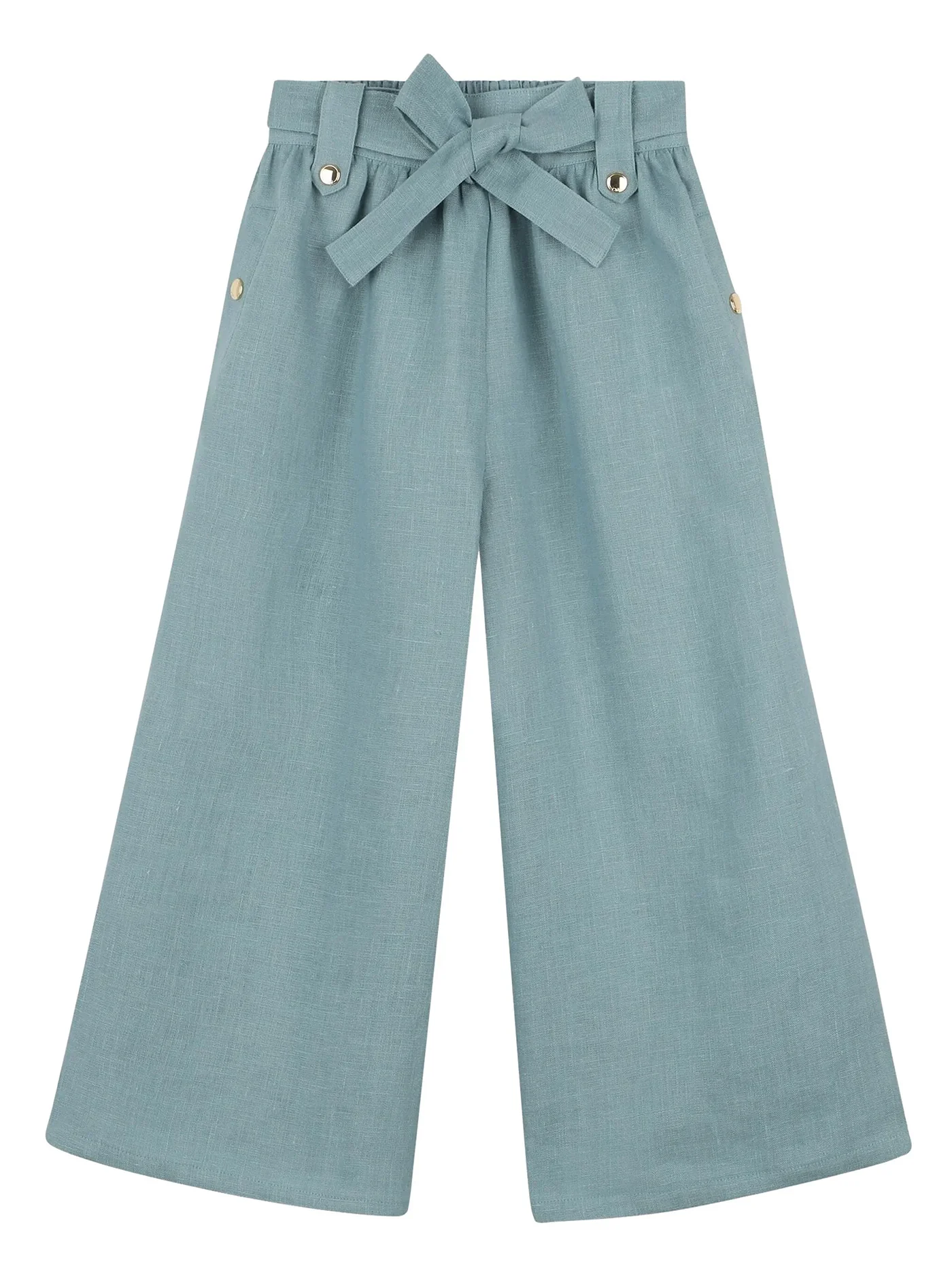Pants in cyan linen