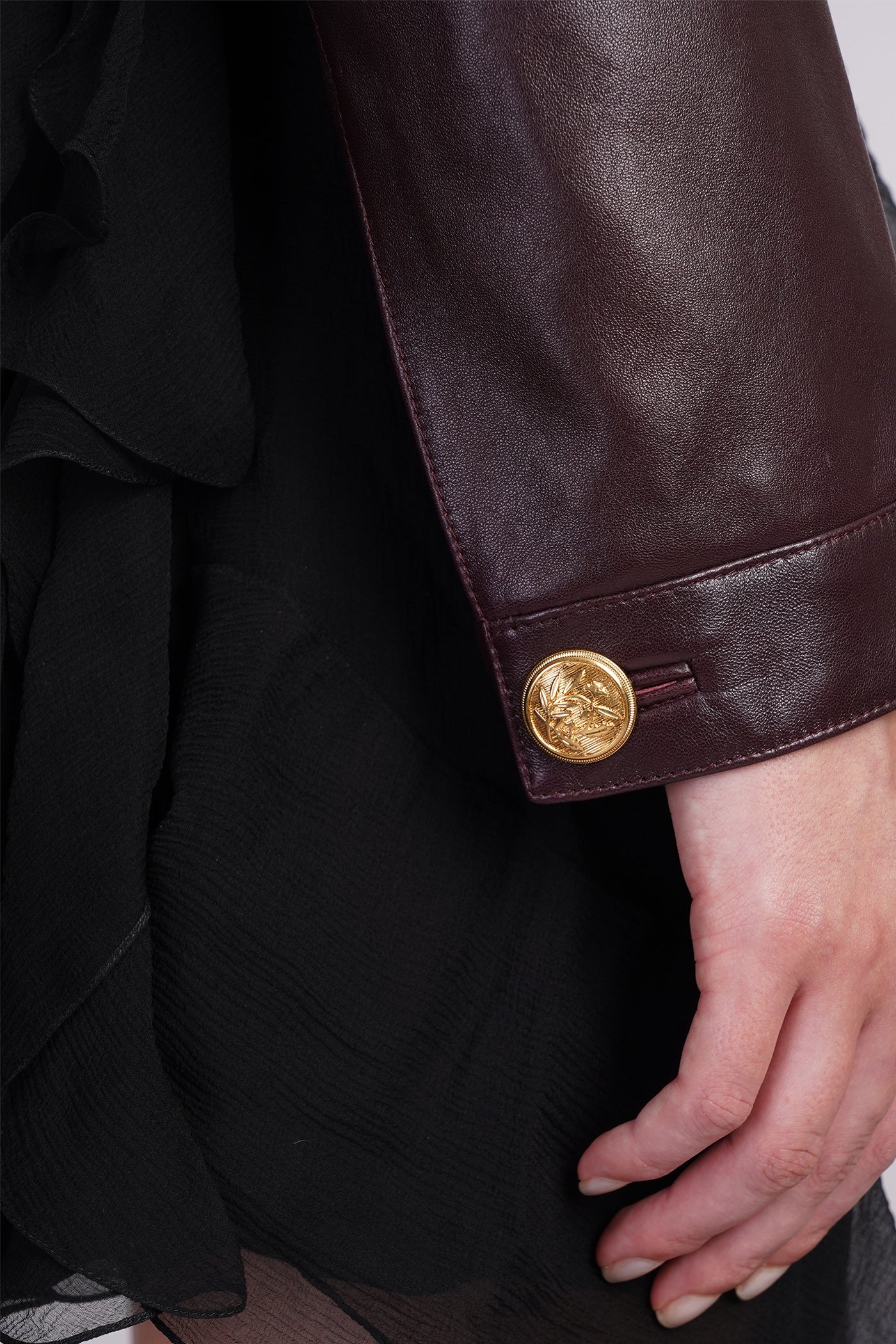 Leather jacket in bordeaux leather - Image 5