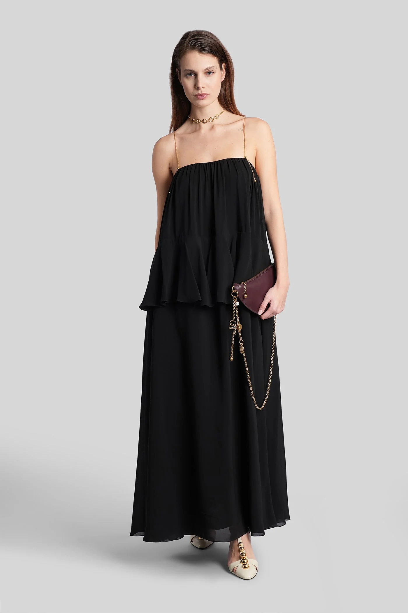 Long dress in black silk - Image 2