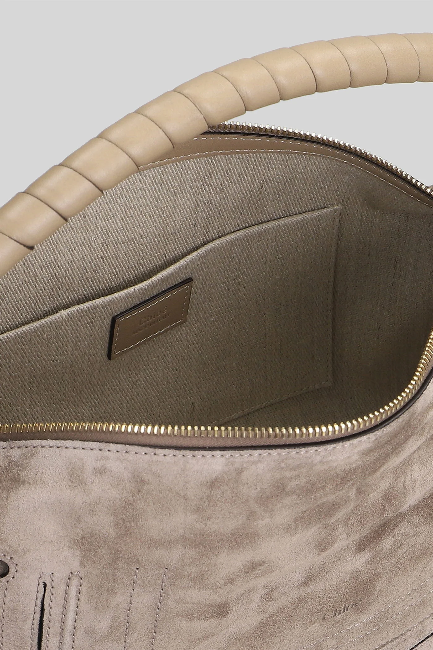 Marcie Shoulder bag in taupe suede - Image 16