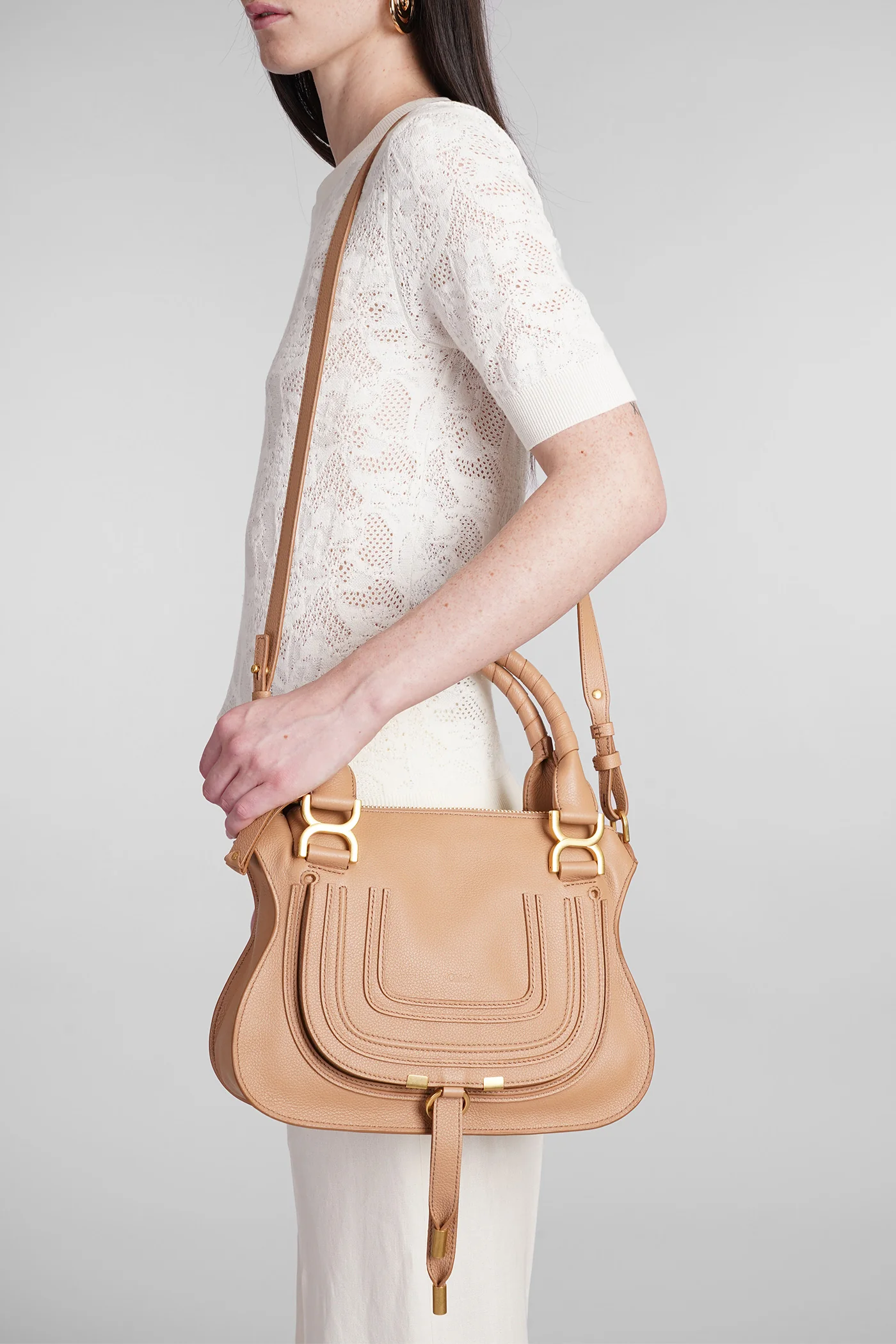 Mercie Shoulder bag in beige leather - Image 2