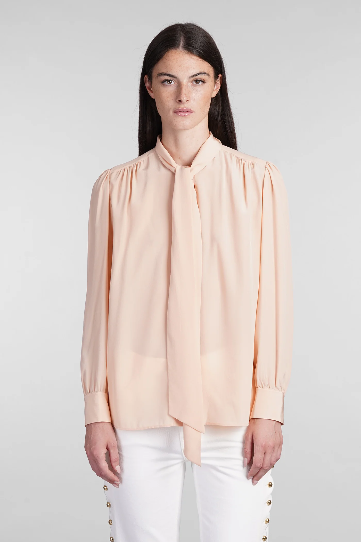 Shirt in rose-pink silk