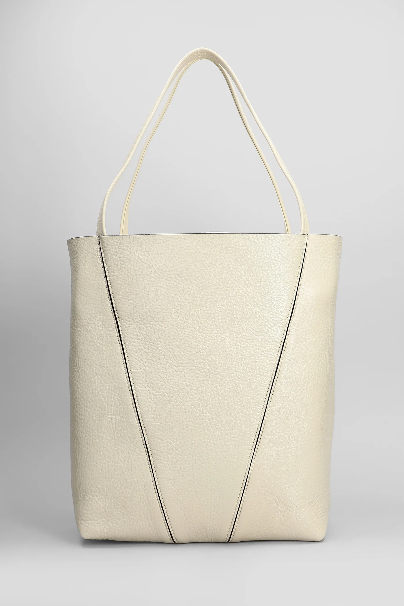 Spin Tote in beige leather - Image 3