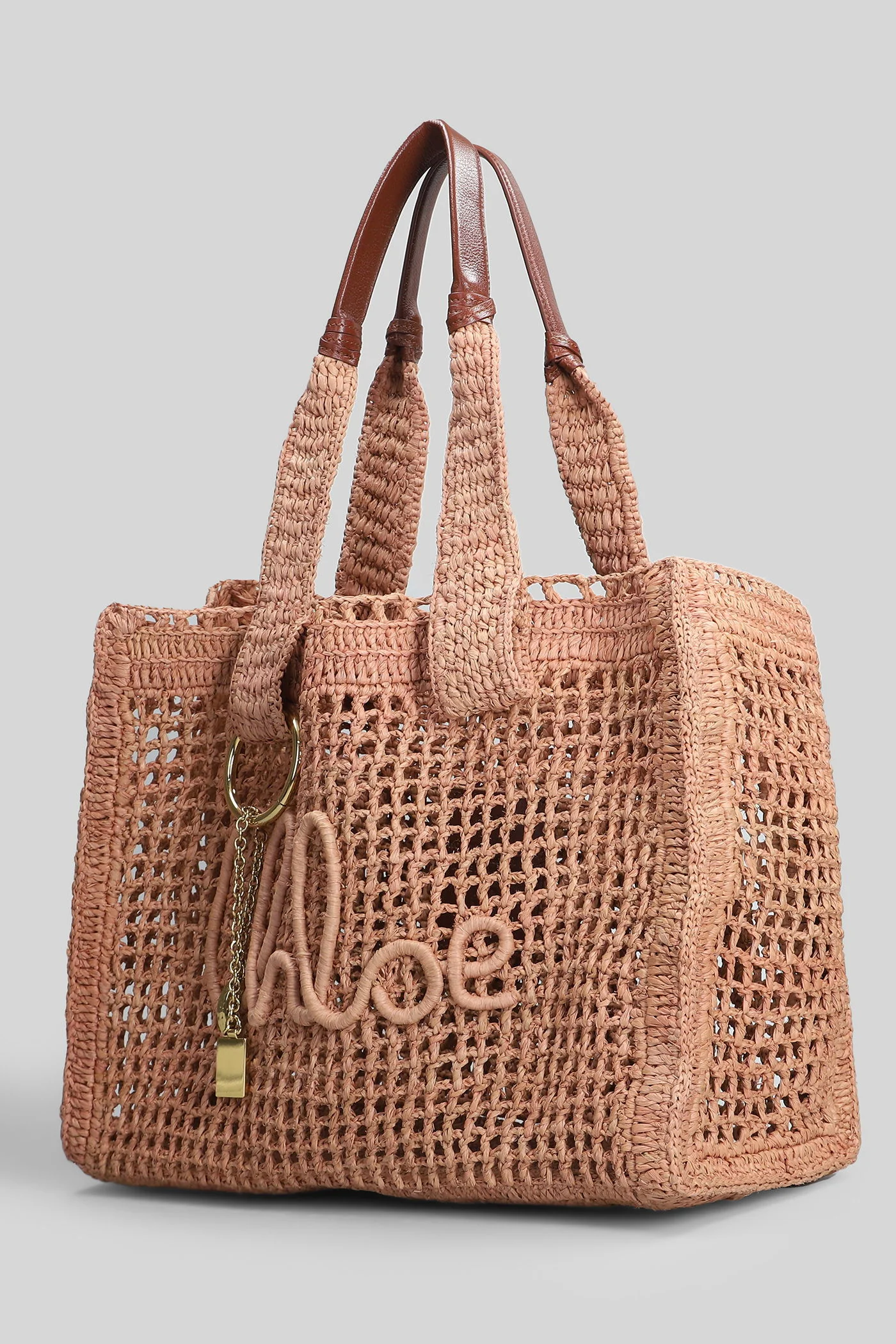 Summer banana Tote in powder raffia - Image 2