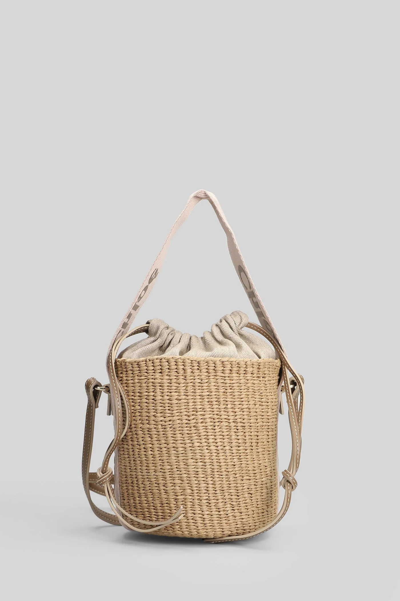 Woody basket Shoulder bag in beige raffia