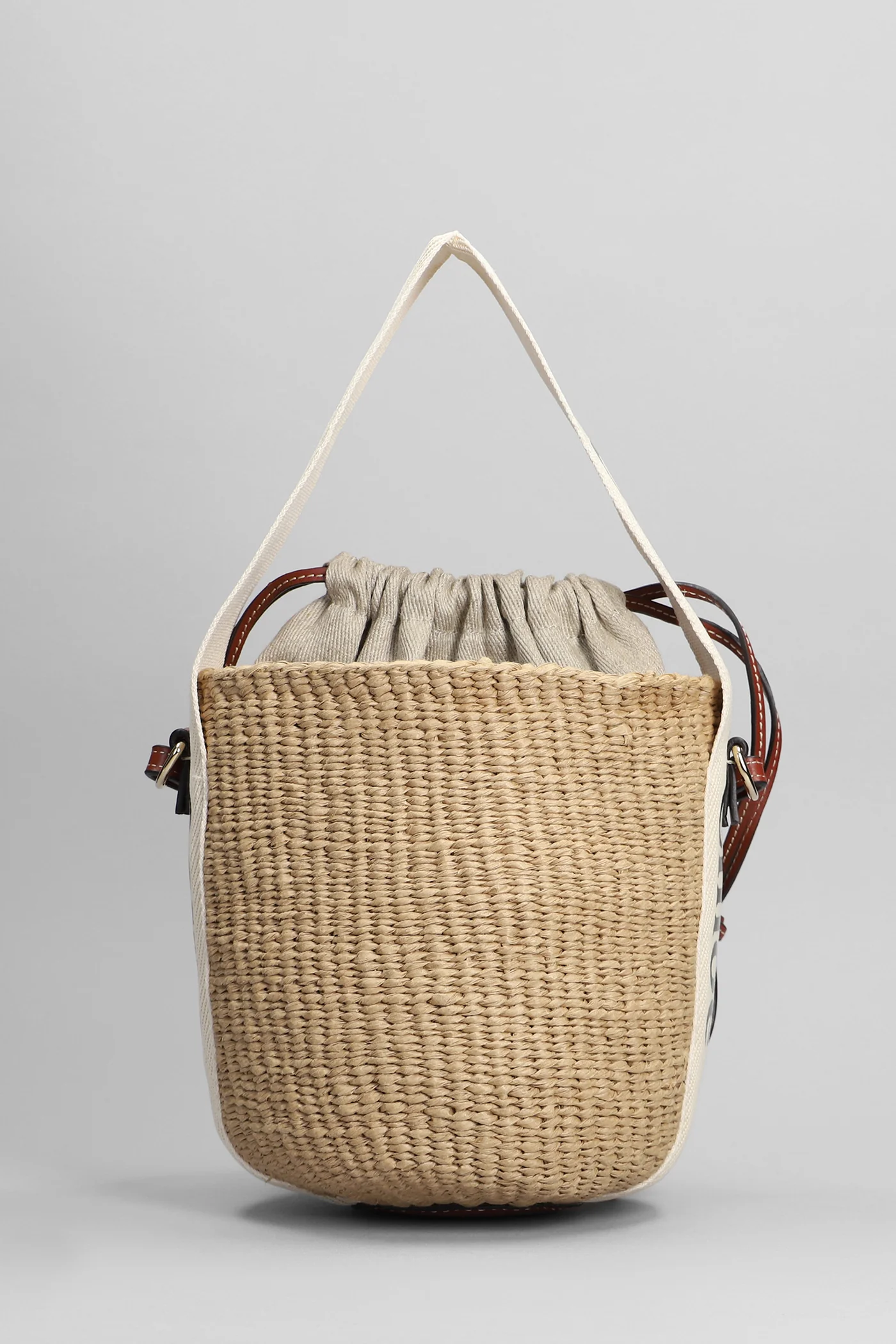 Woody Shoulder bag in beige raffia - Image 3