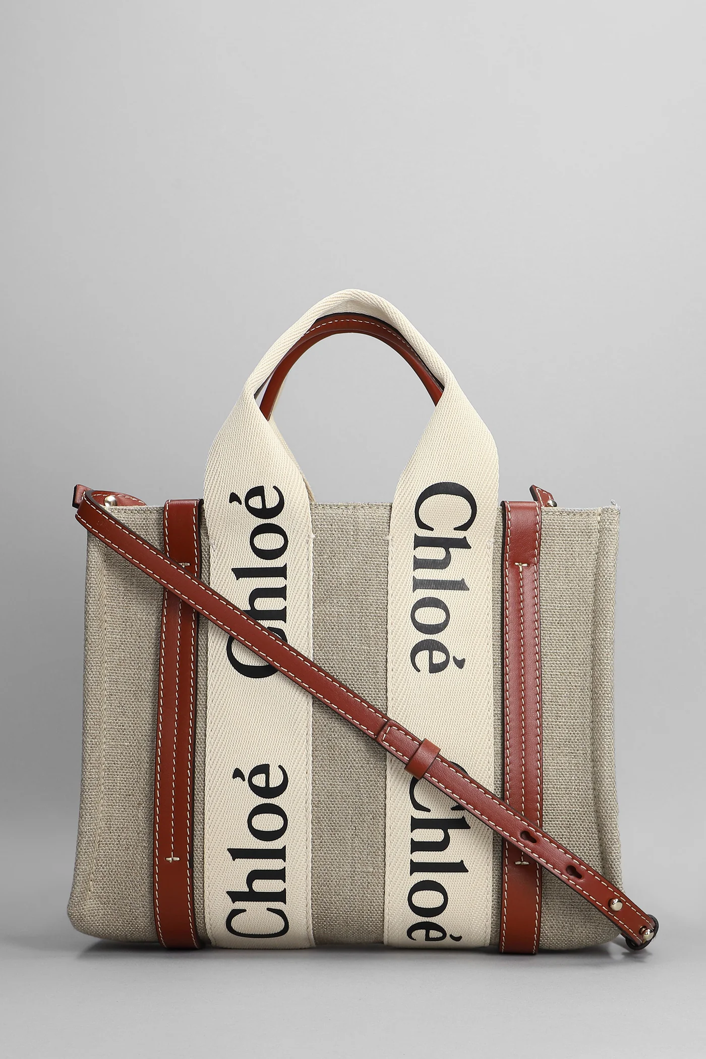 Woody Tote in beige linen