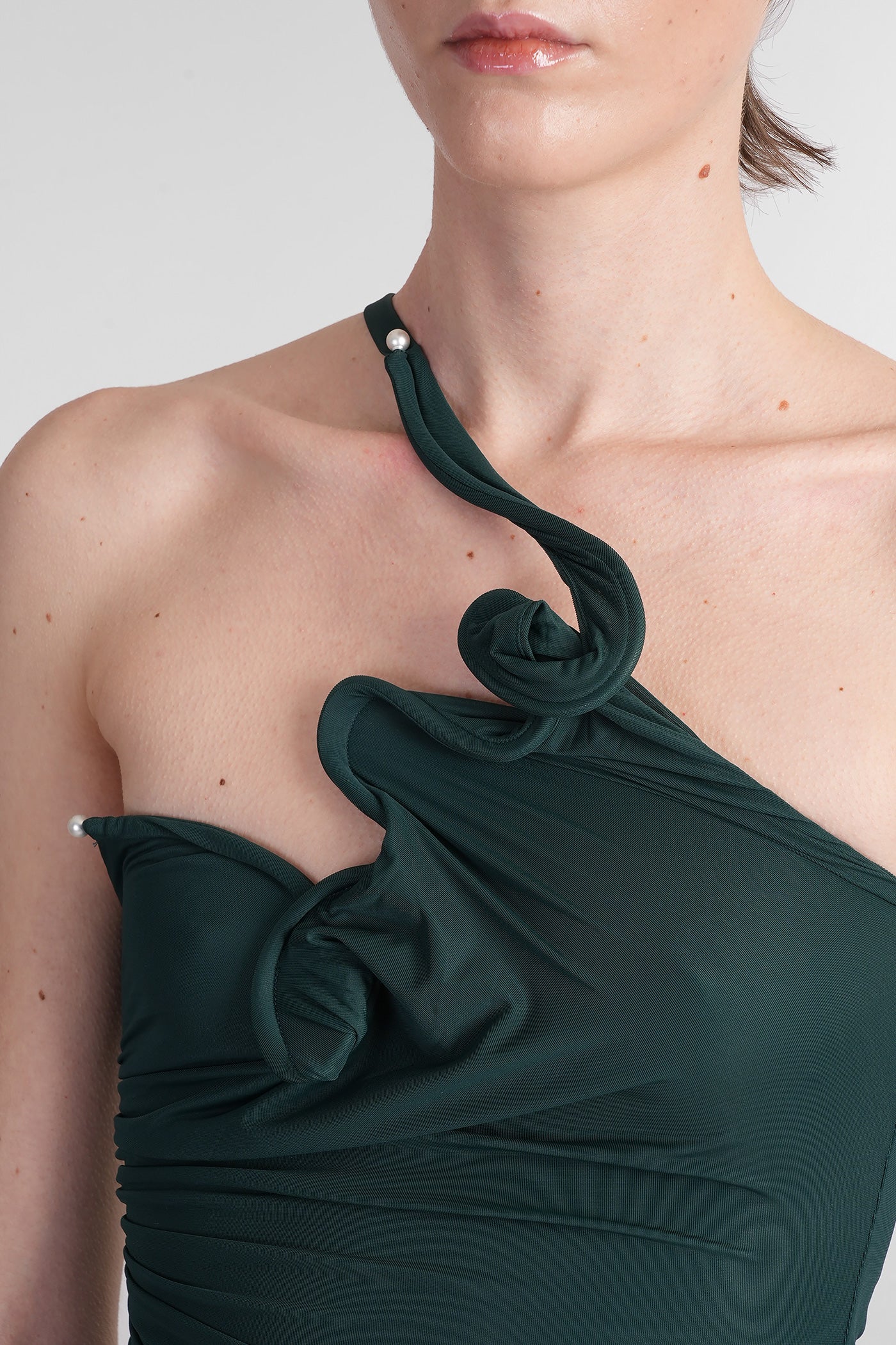 Dress woman  in green polyamide - Image 5