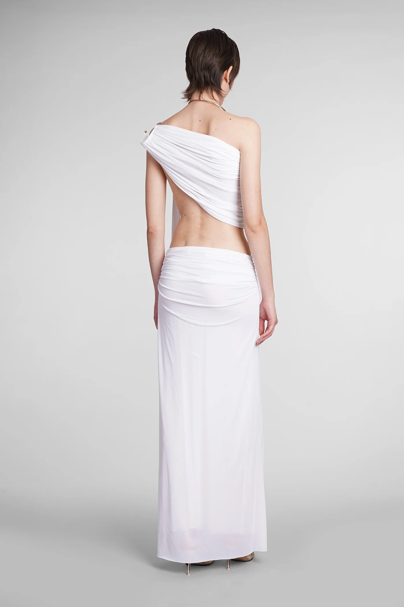 Dress woman in white polyamide - Image 3