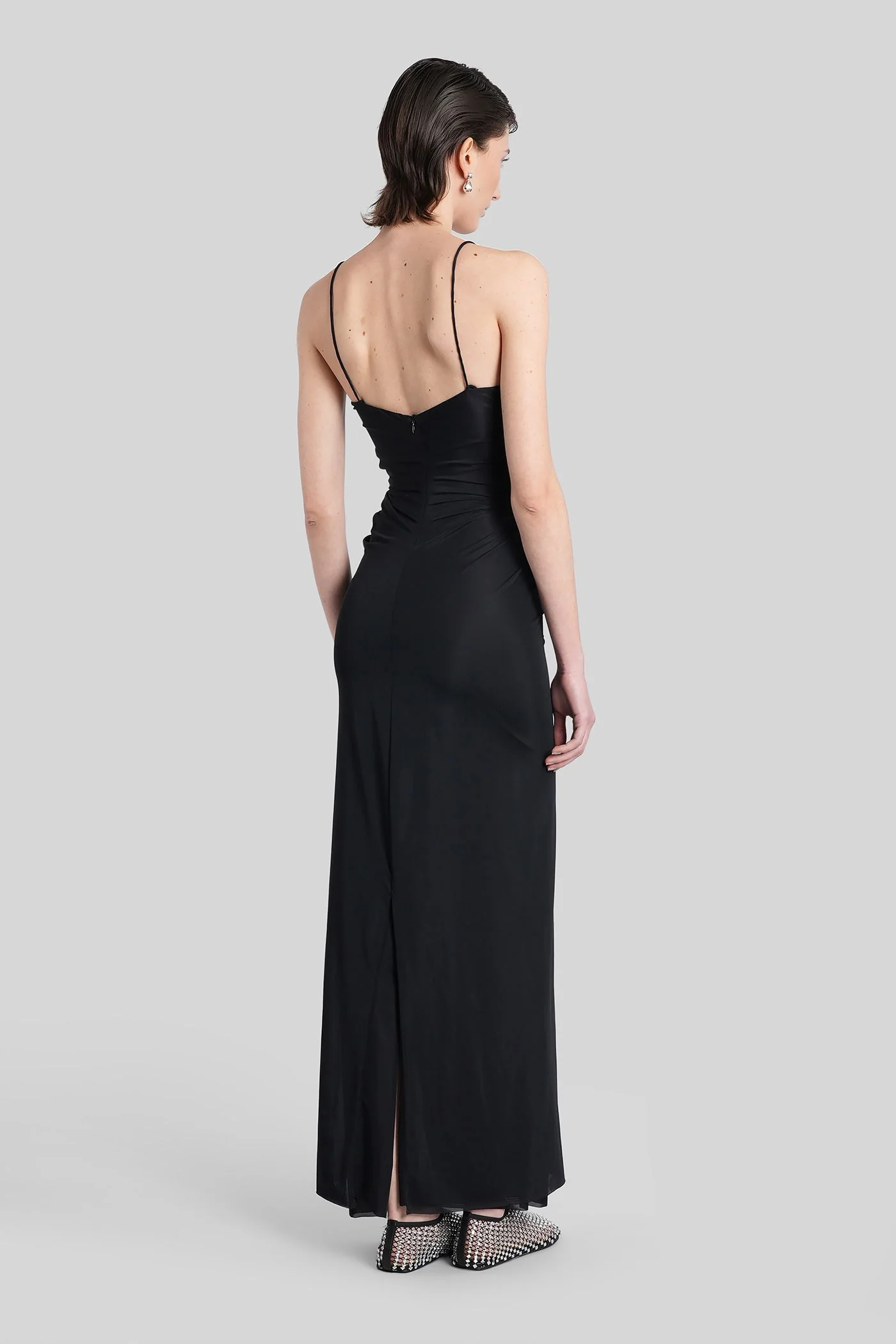 Long dress in black polyamide - Image 3