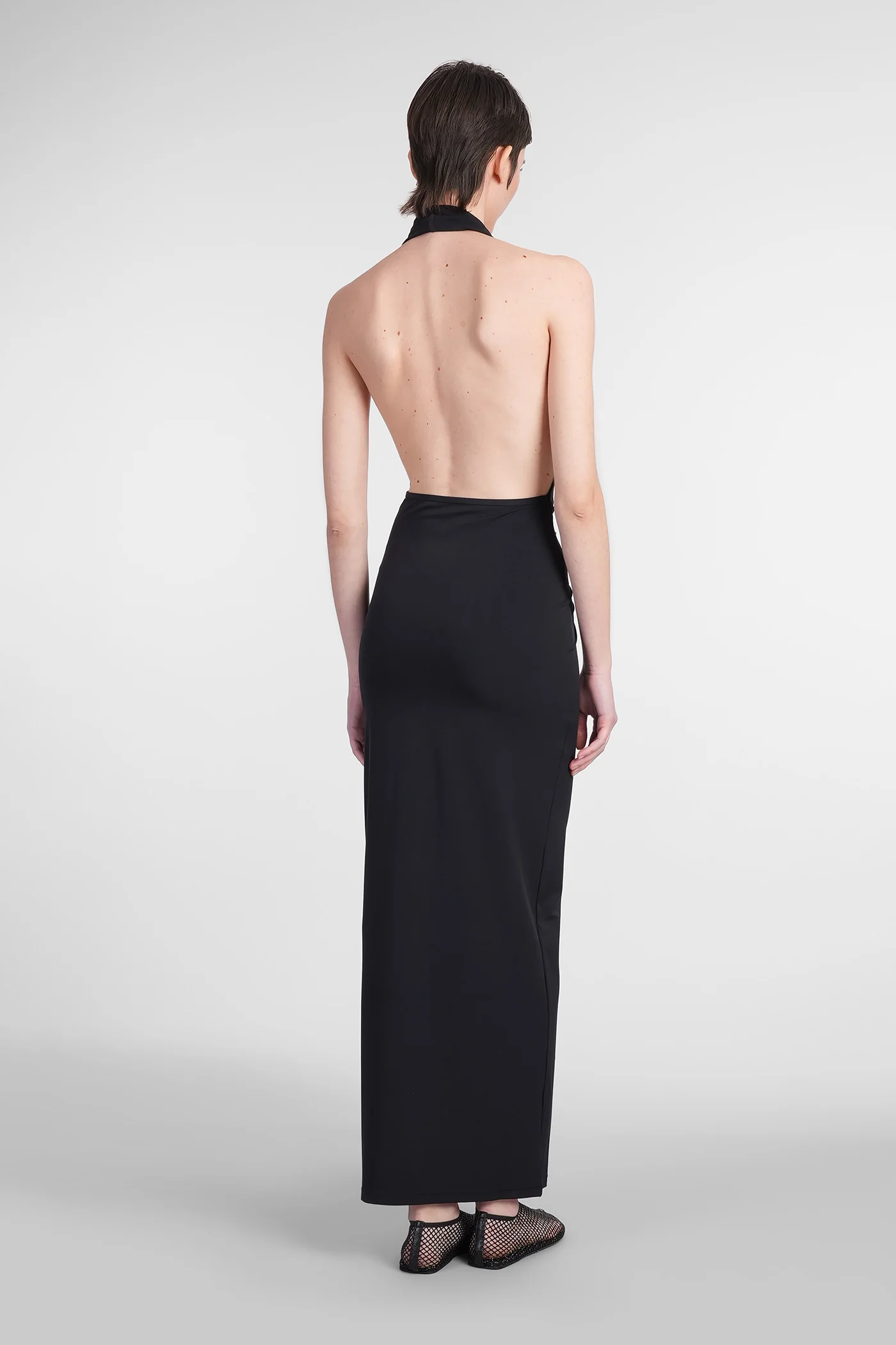 Long dress in black polyamide - Image 3