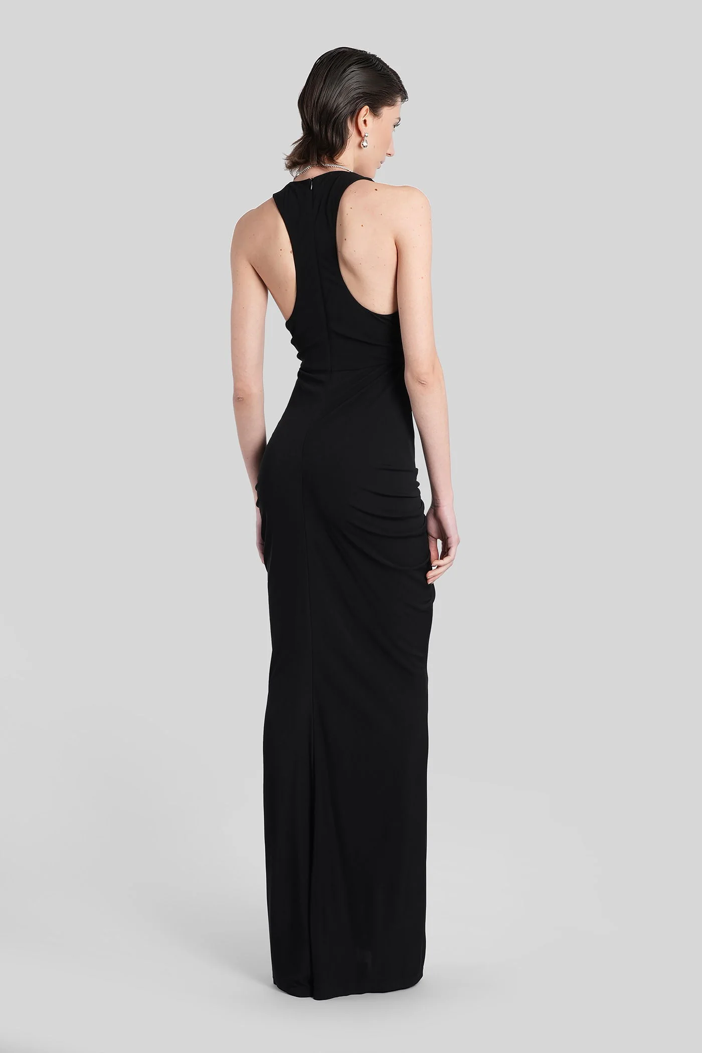 Long dress in black viscose - Image 3