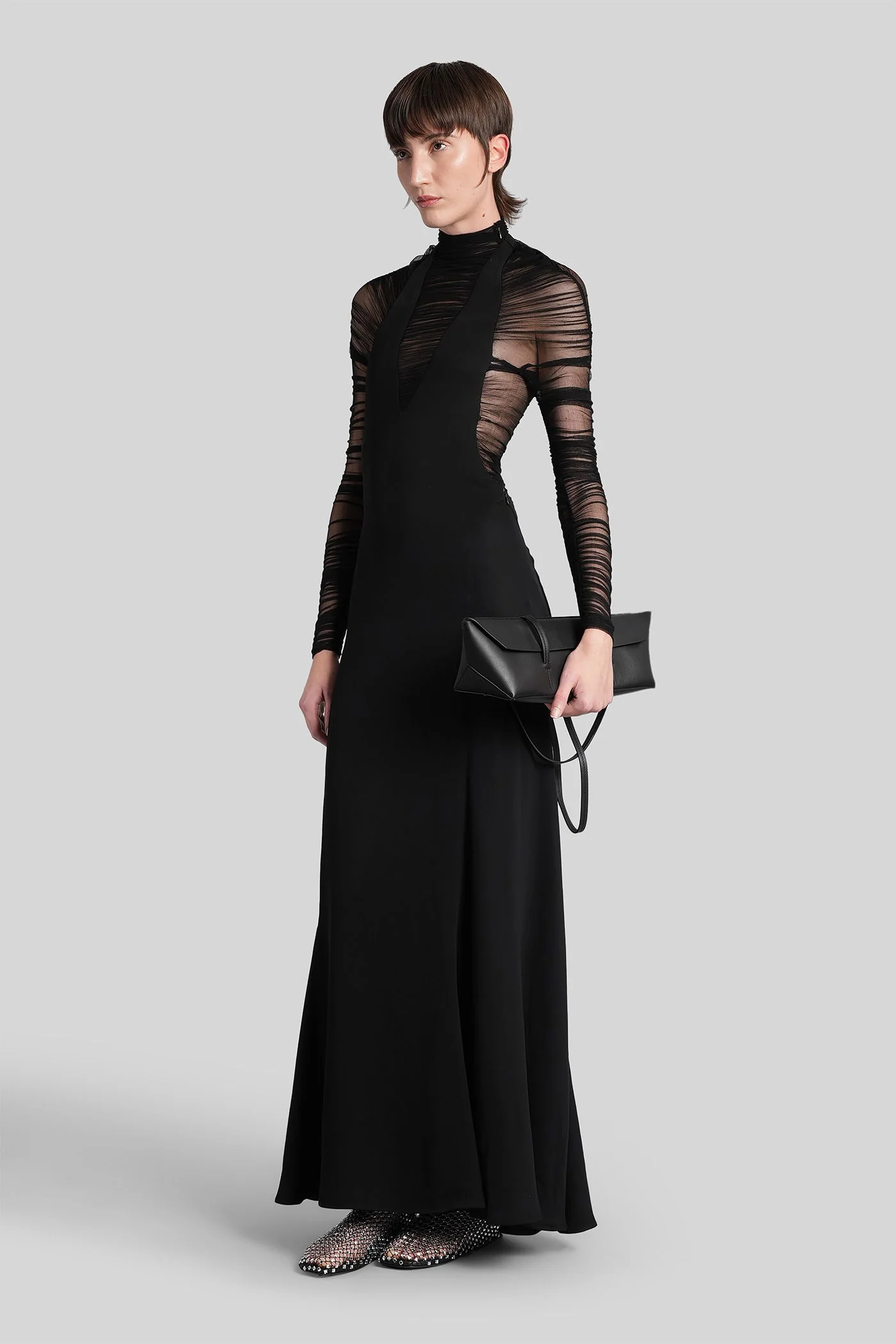 Long dress in black viscose - Image 11