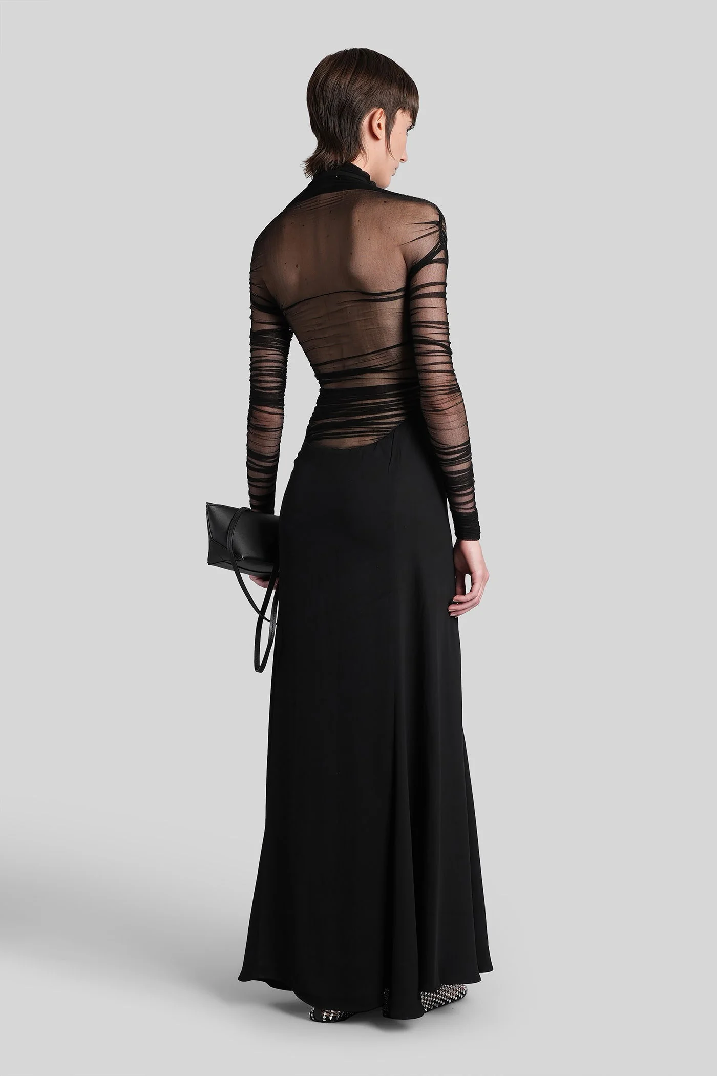Long dress in black viscose - Image 35