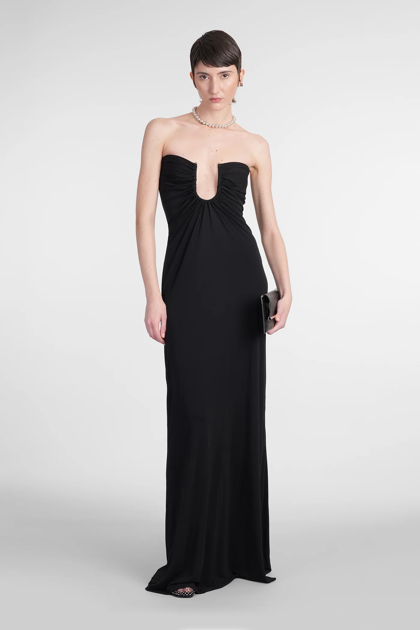 Long dress in black viscose - Image 12