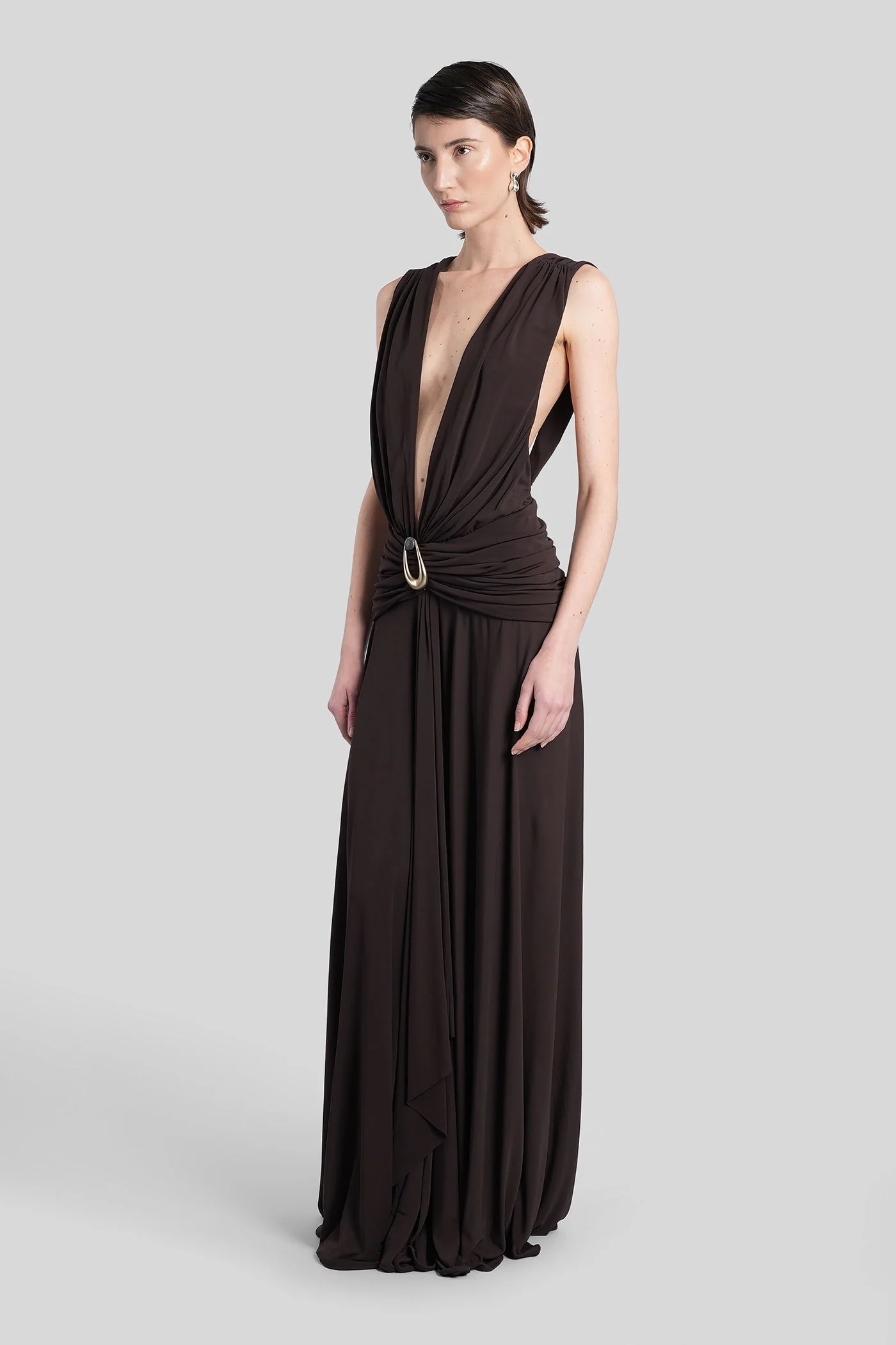 Long dress in brown viscose - Image 4