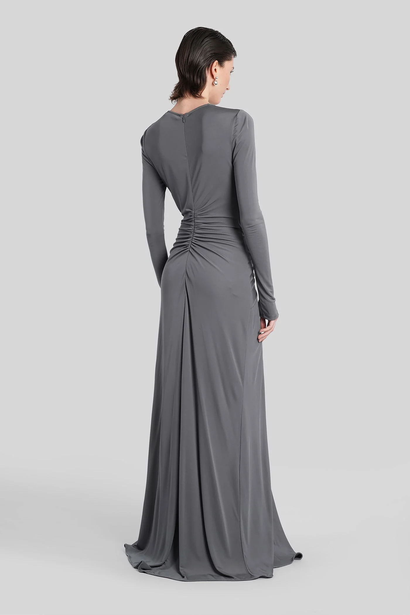 Long dress in grey viscose - Image 3
