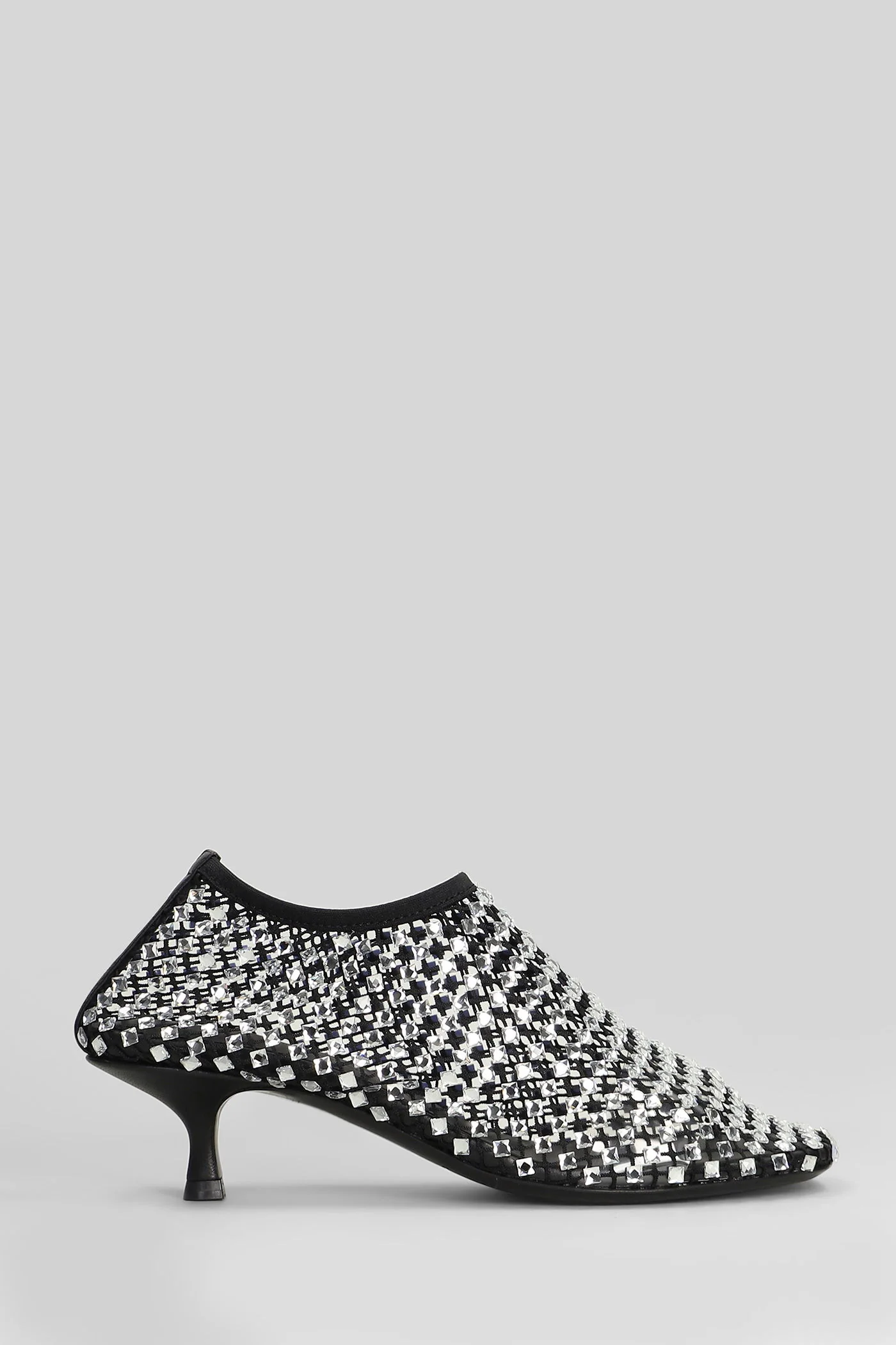Minette bezeled 50mm low heels Ankle boots in black nylon
