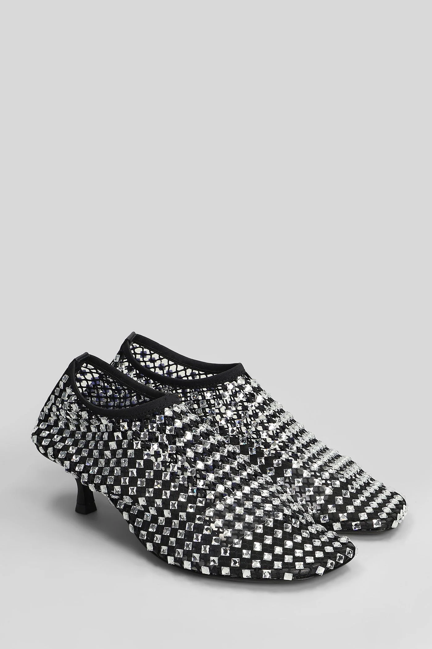 Minette bezeled 50mm low heels Ankle boots in black nylon - Image 2