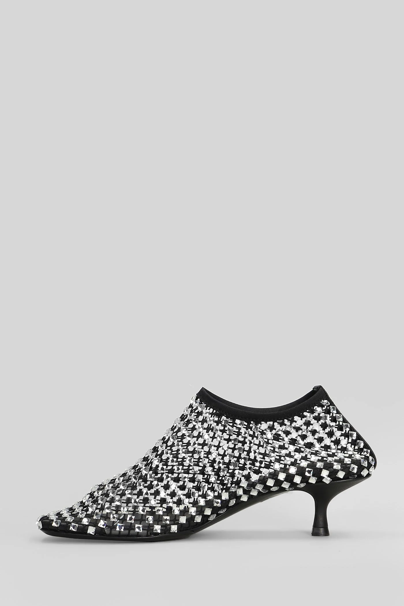 Minette bezeled 50mm low heels Ankle boots in black nylon - Image 3