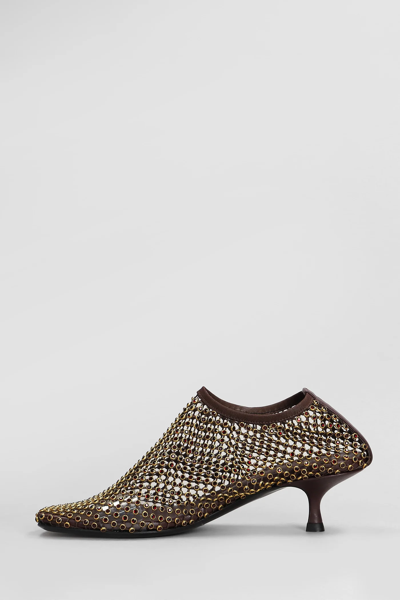 Minette crystal micr low heels Ankle boots in brown nylon - Image 3