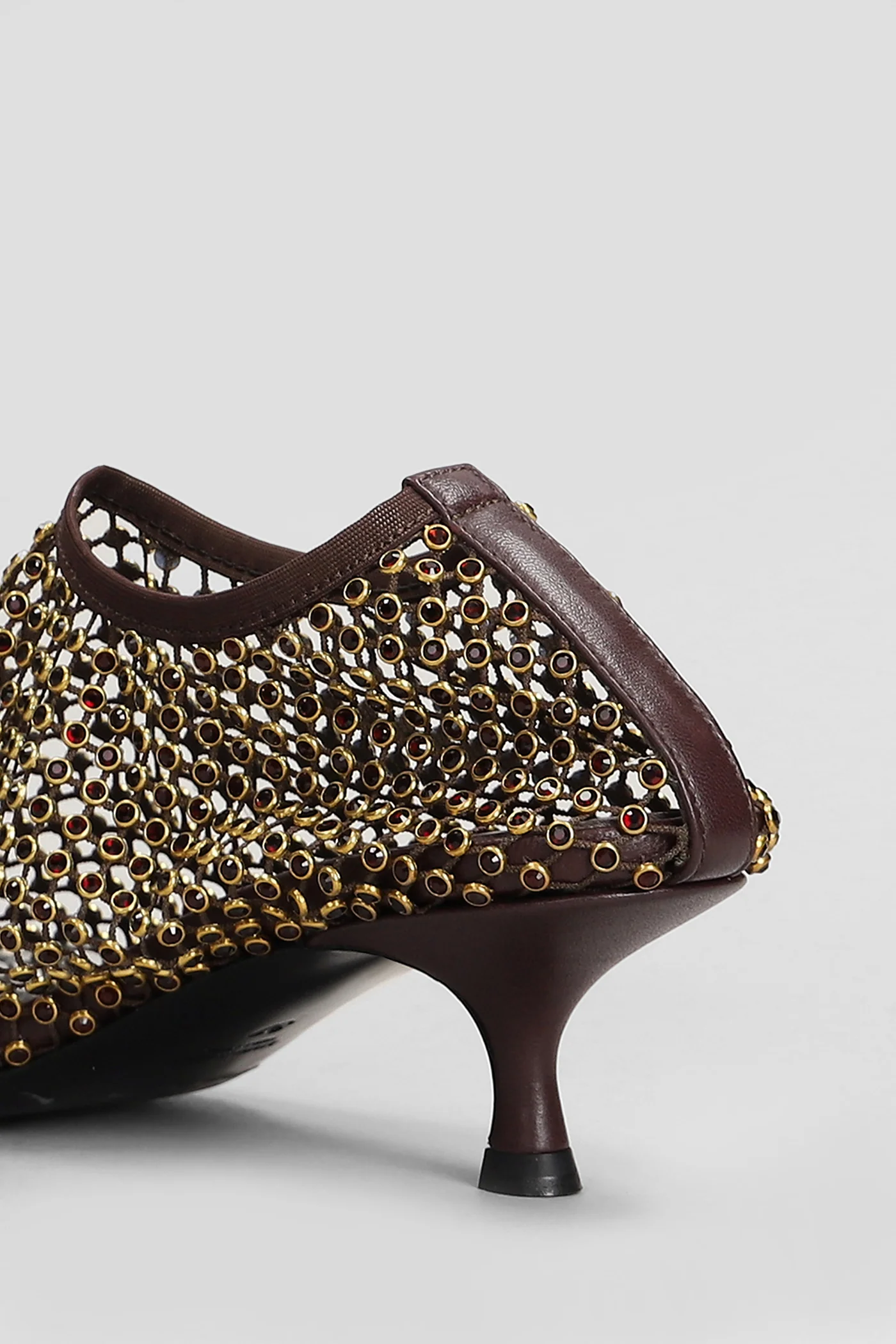 Minette crystal micr low heels Ankle boots in brown nylon - Image 5