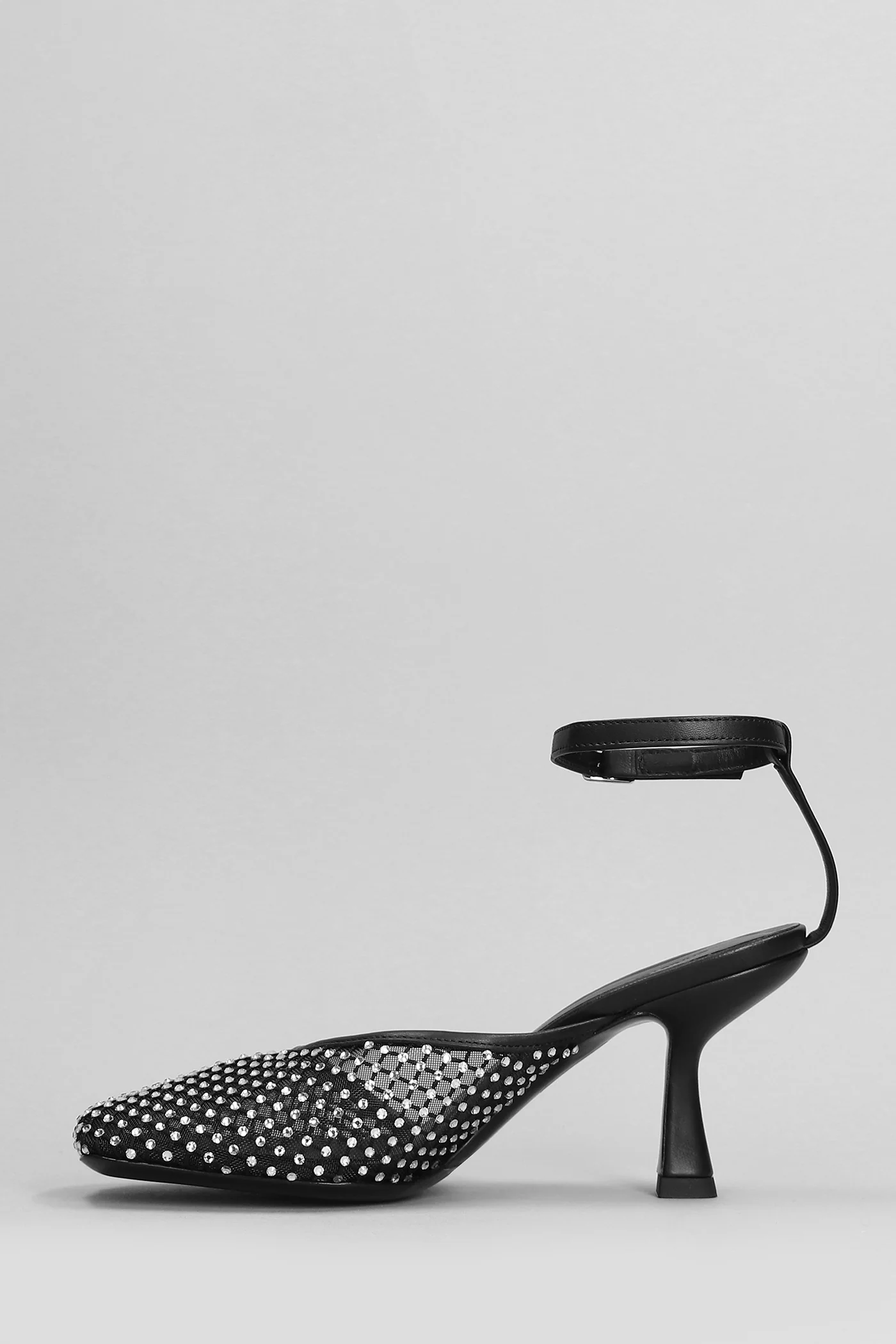 Minette veiled heel Pumps in black polyester - Image 3