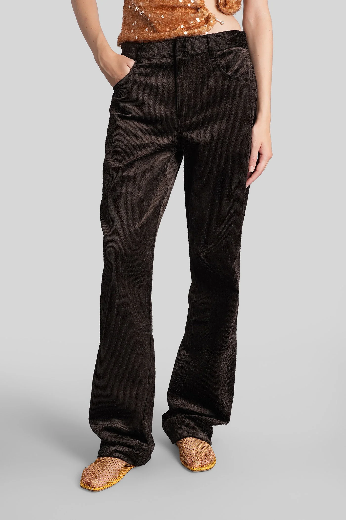 Pants in brown cotton