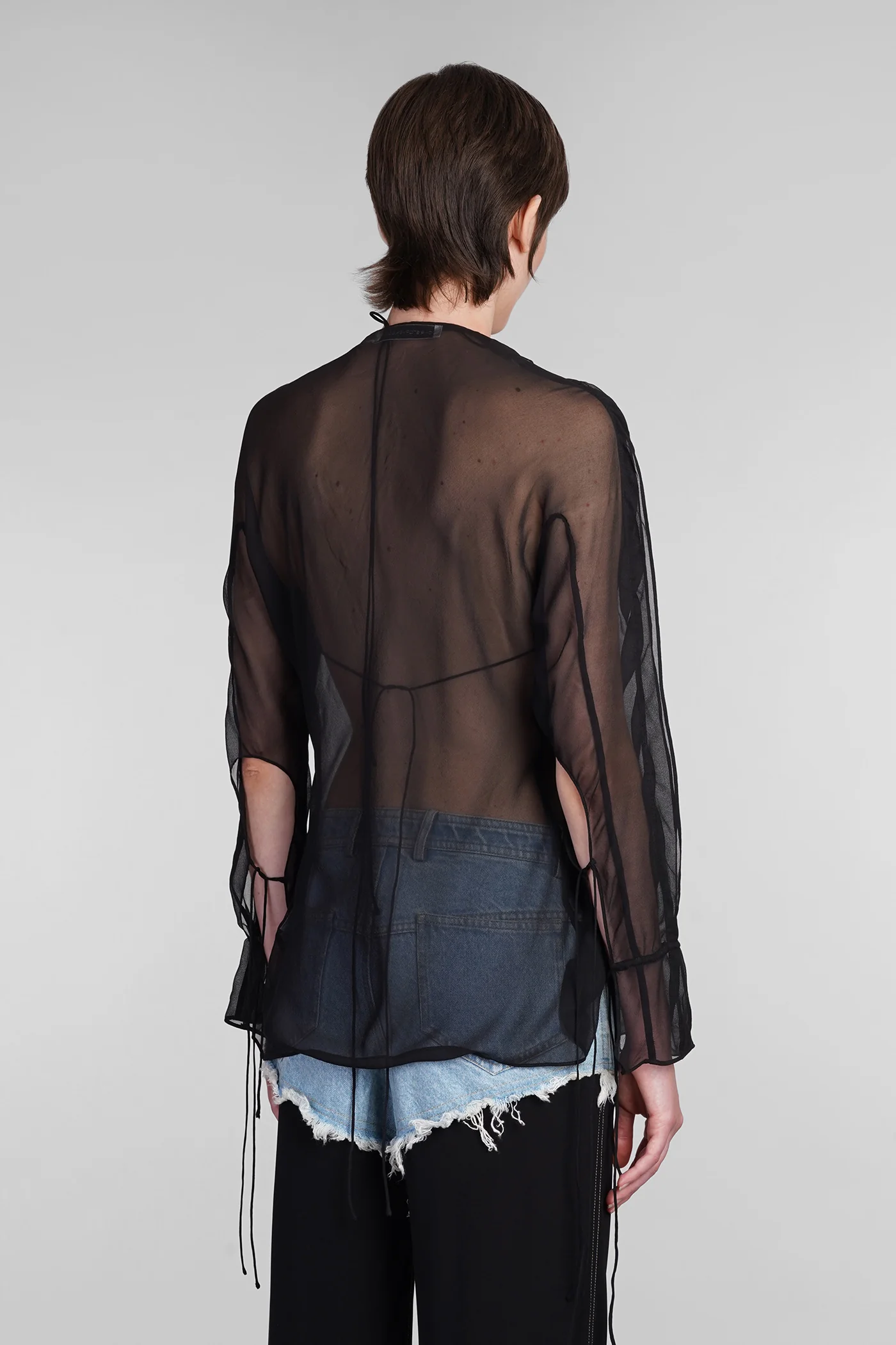 Shirt in black silk - Image 3