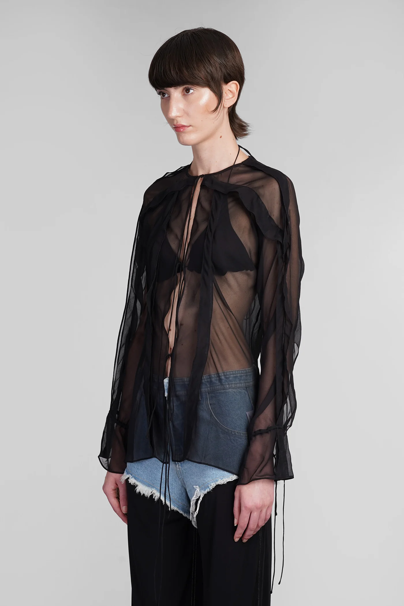 Shirt in black silk - Image 4