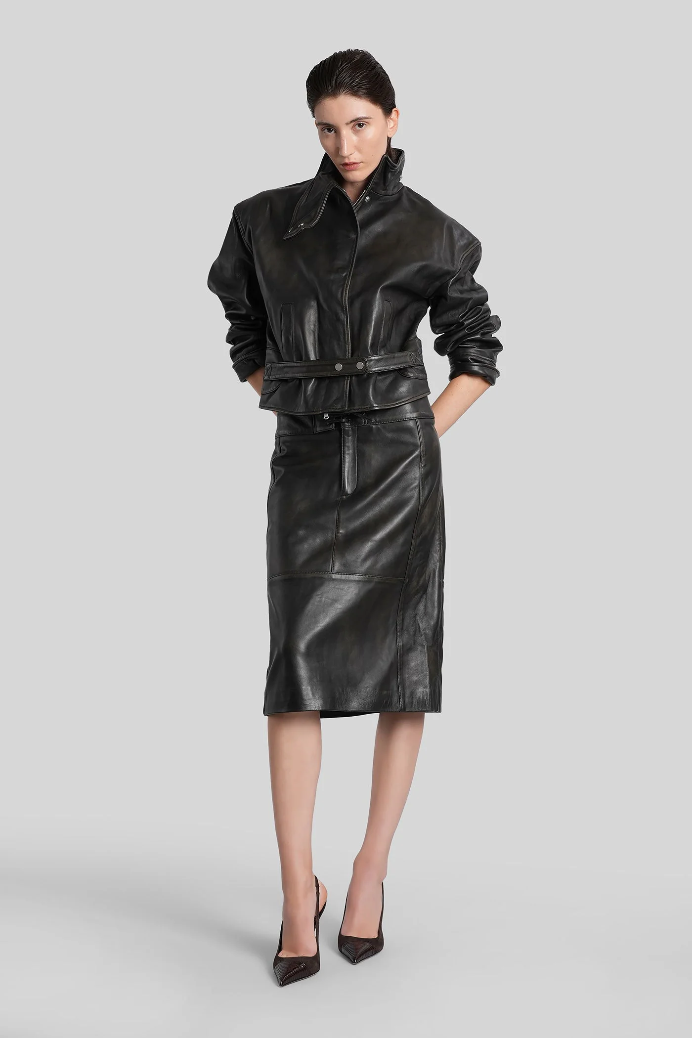 Skirt in black leather - Image 2