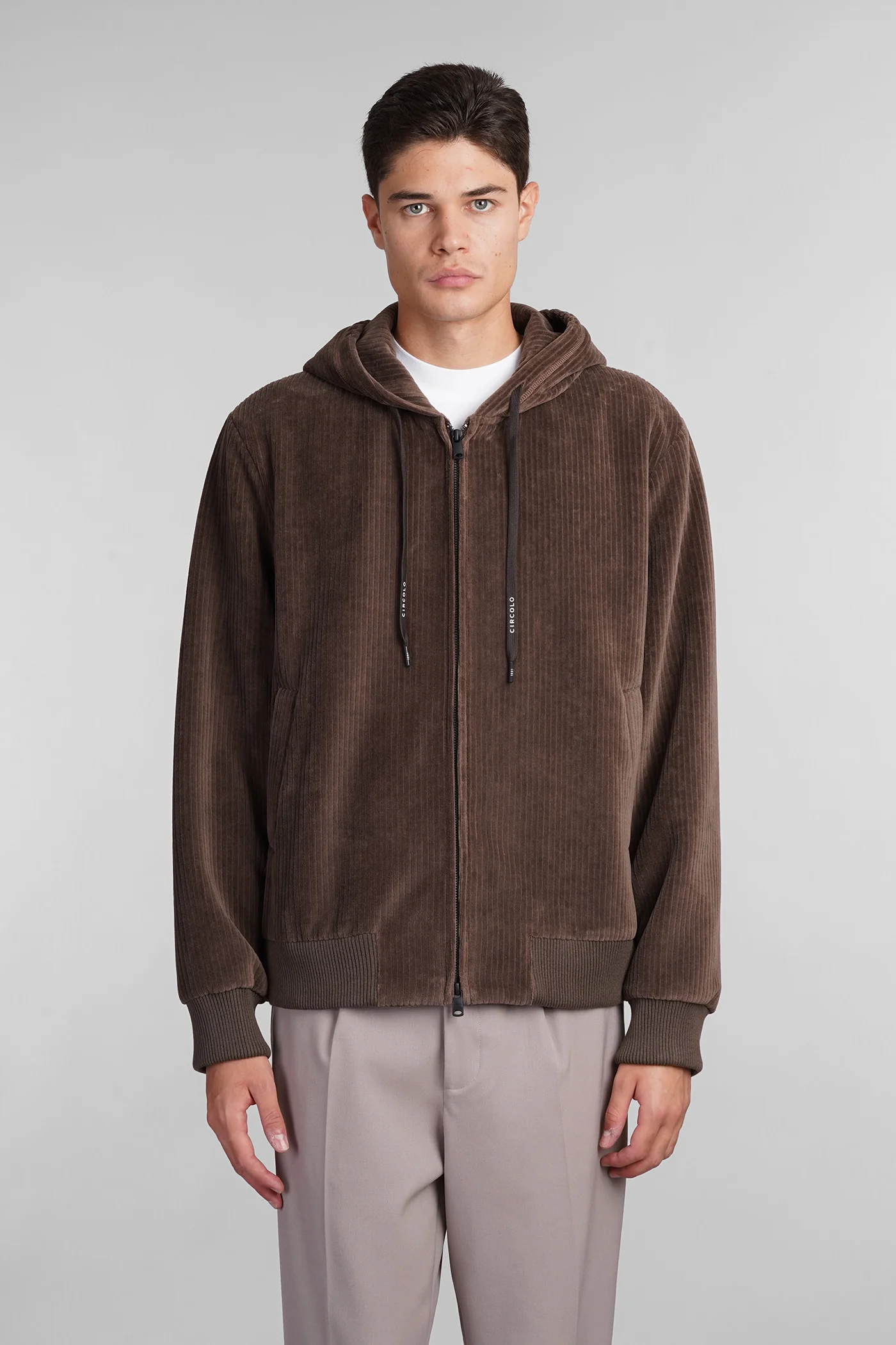 Casual jacket in brown cotton