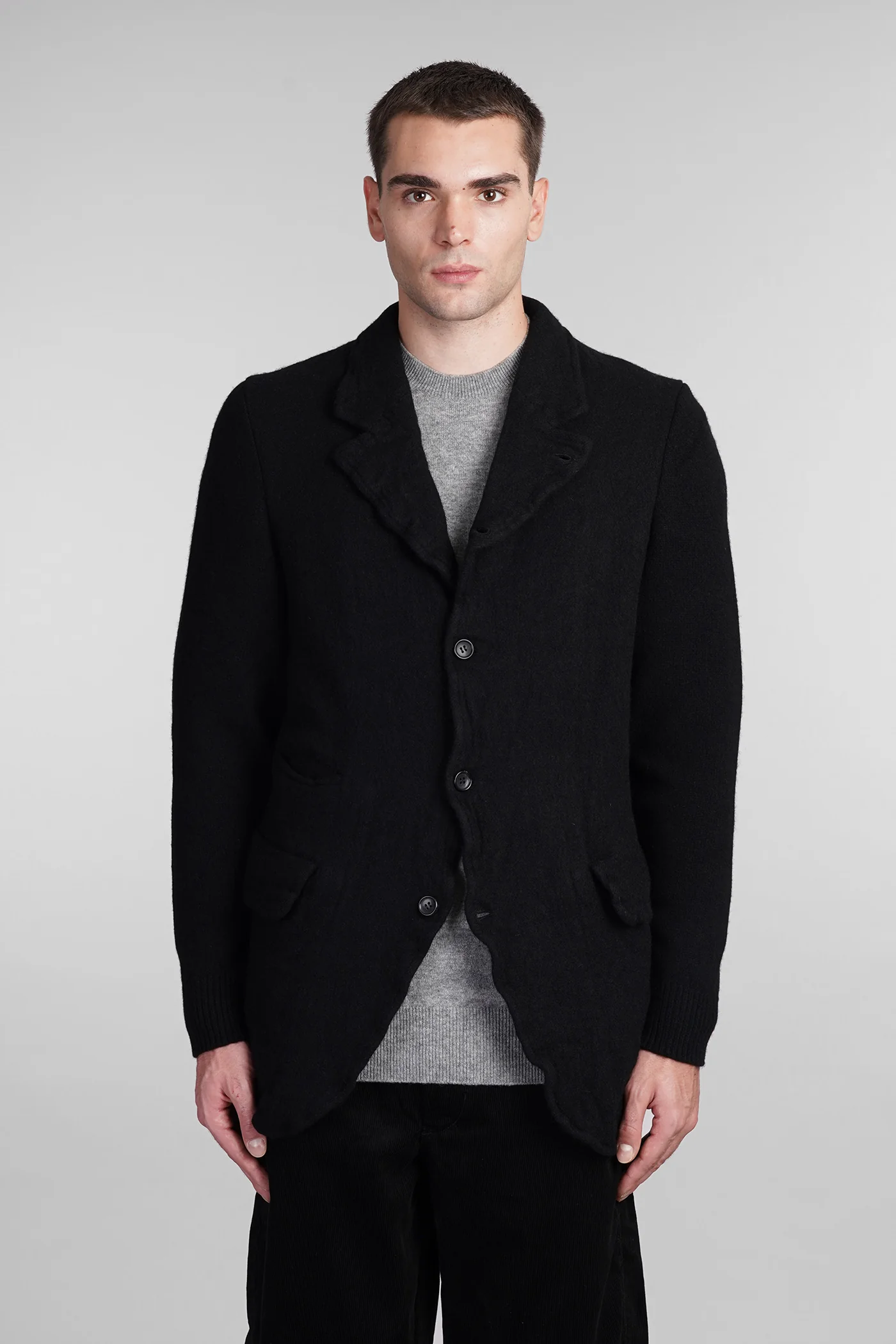 Casual jacket in black wool