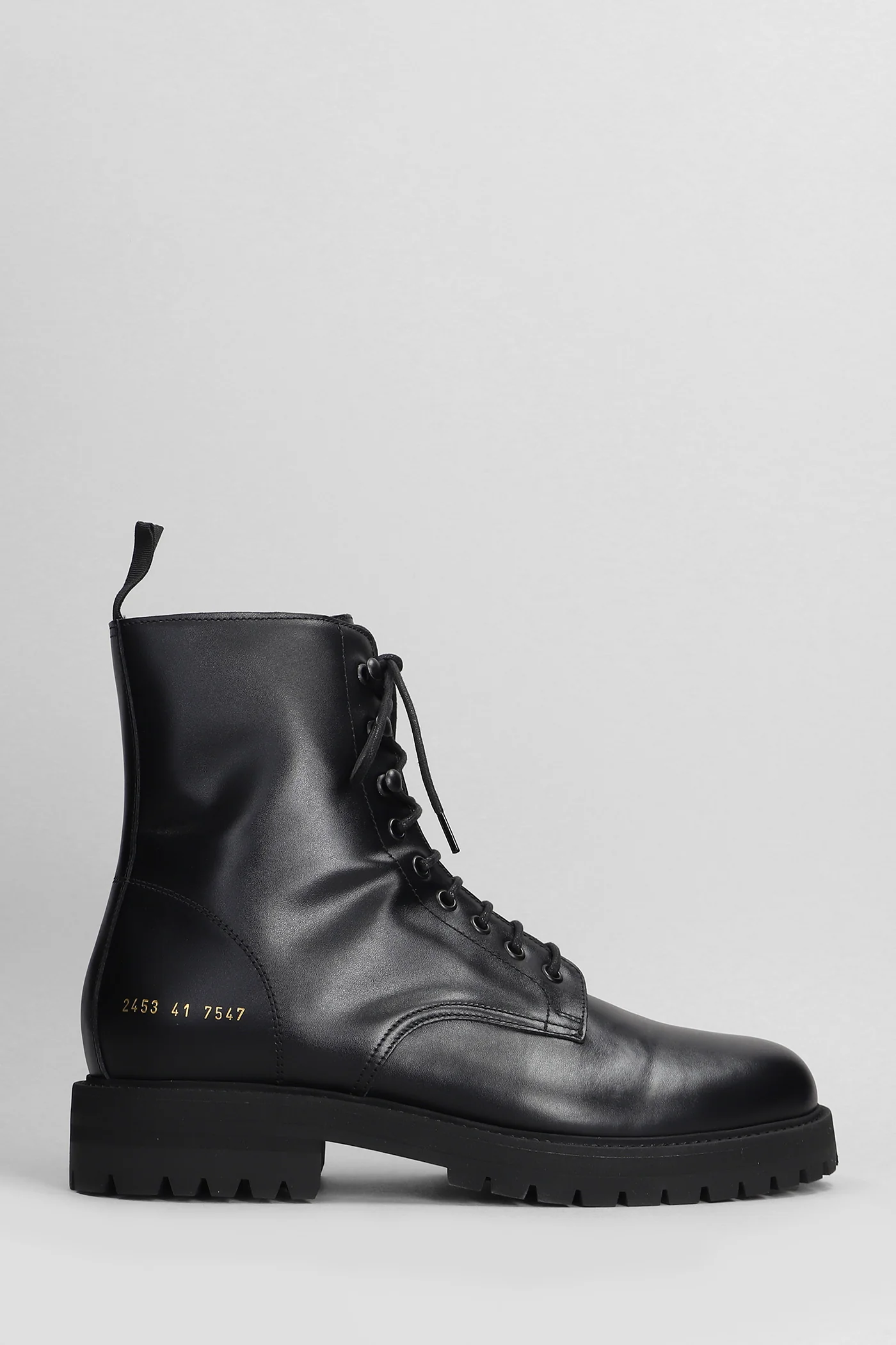 Combat boots in black leather