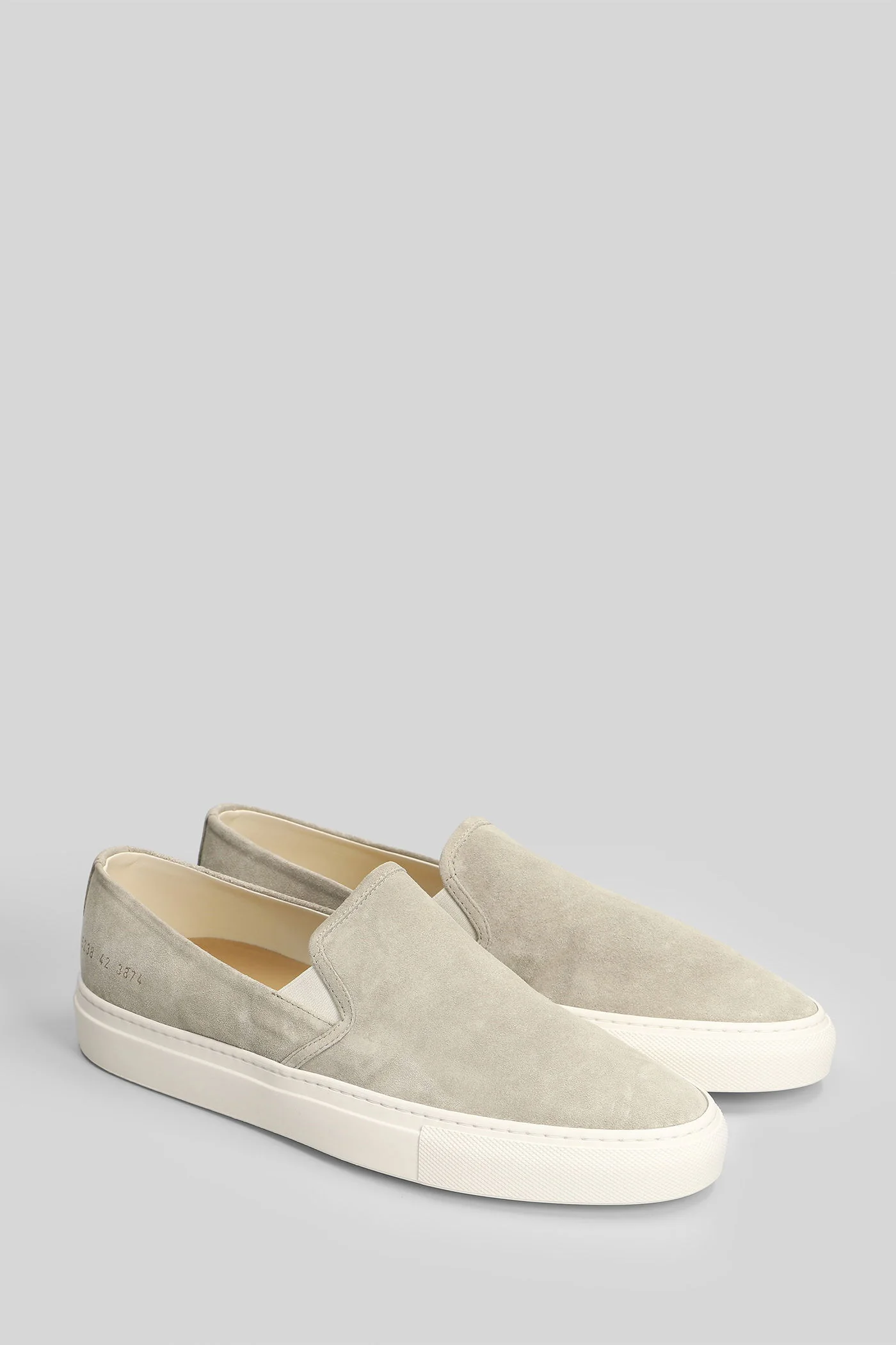 Minimal slip on low Loafers in grey suede - Image 2