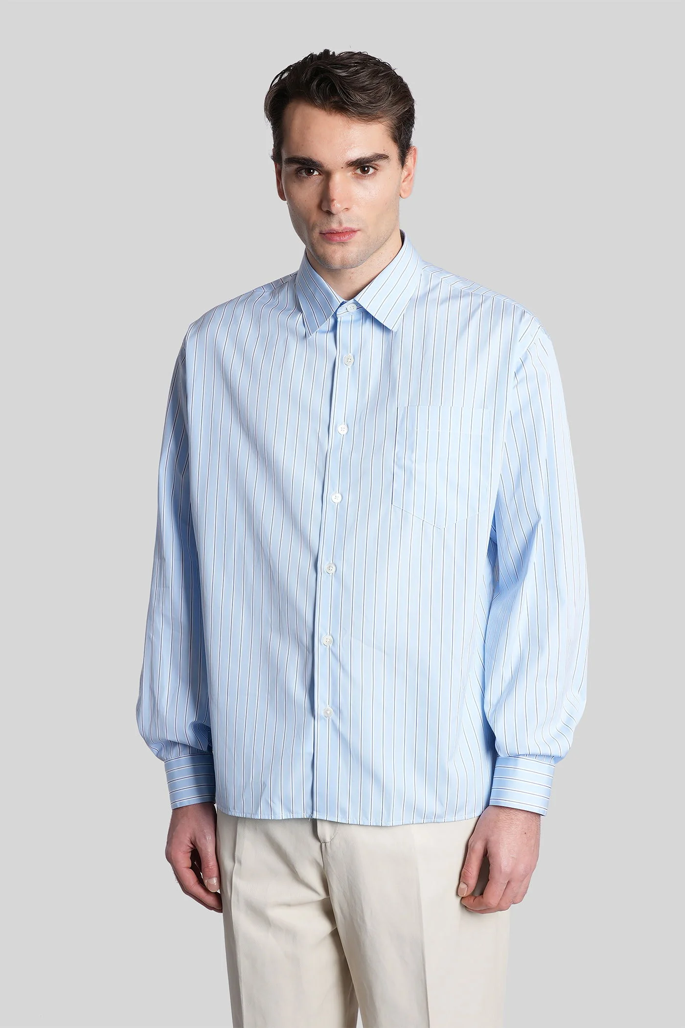 Eric Shirt in cyan cotton