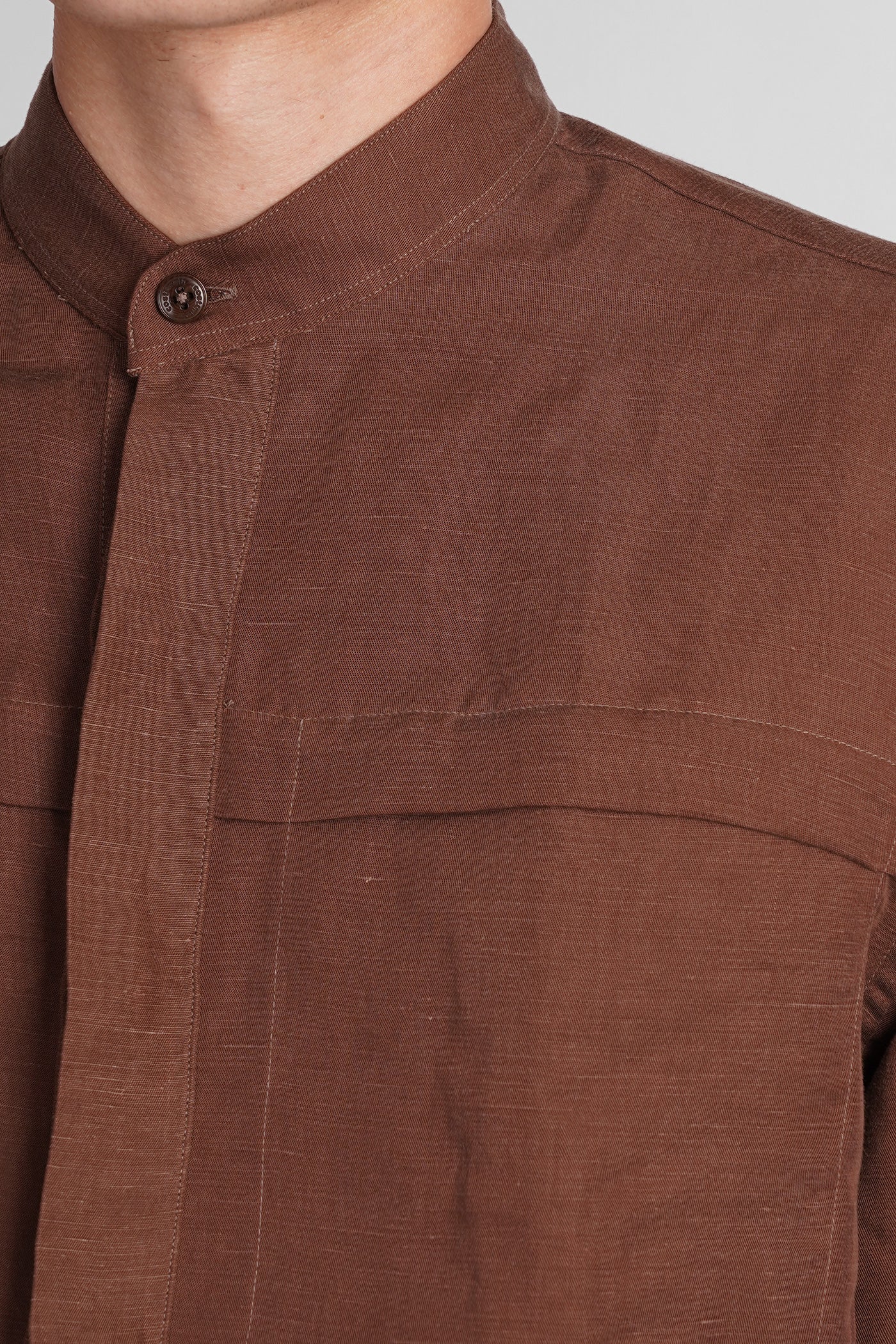 Mattia Shirt in brown wool and polyester - Image 5