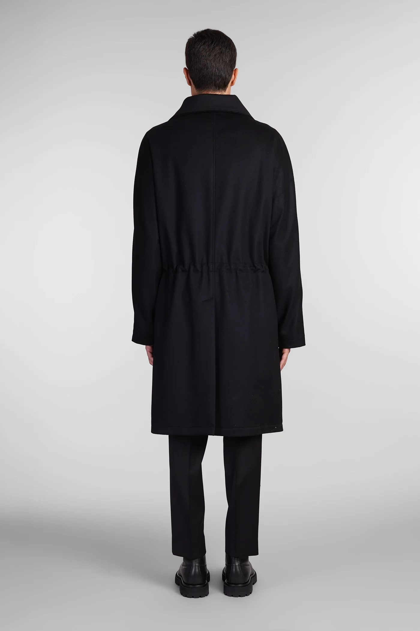 Parka Coat in black wool - Image 3