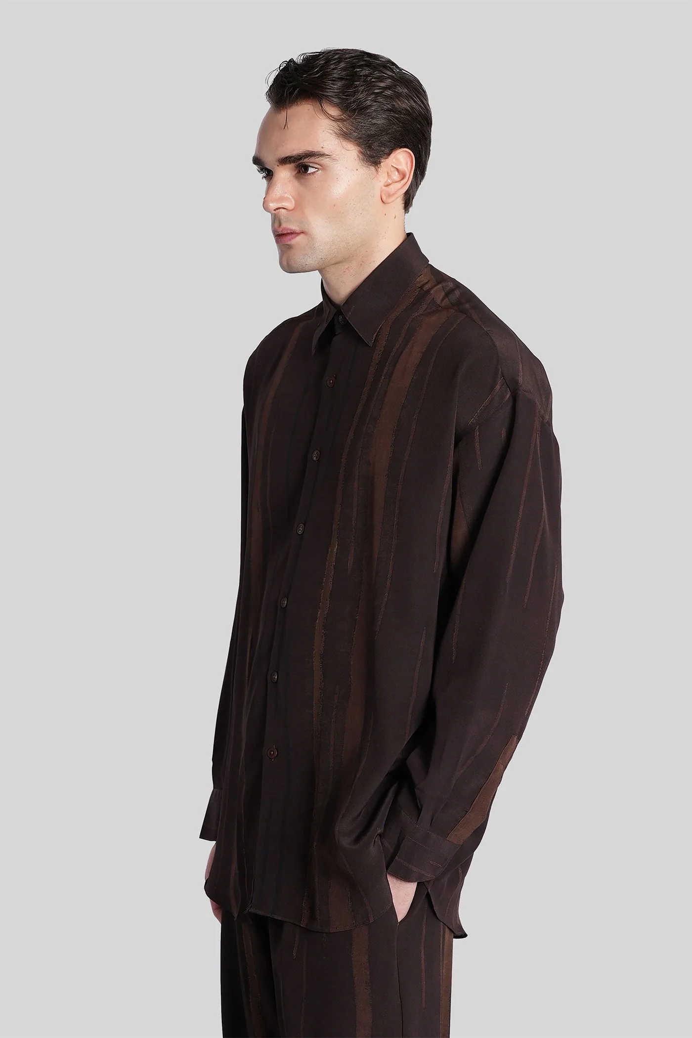 Valentino Shirt in brown silk - Image 4