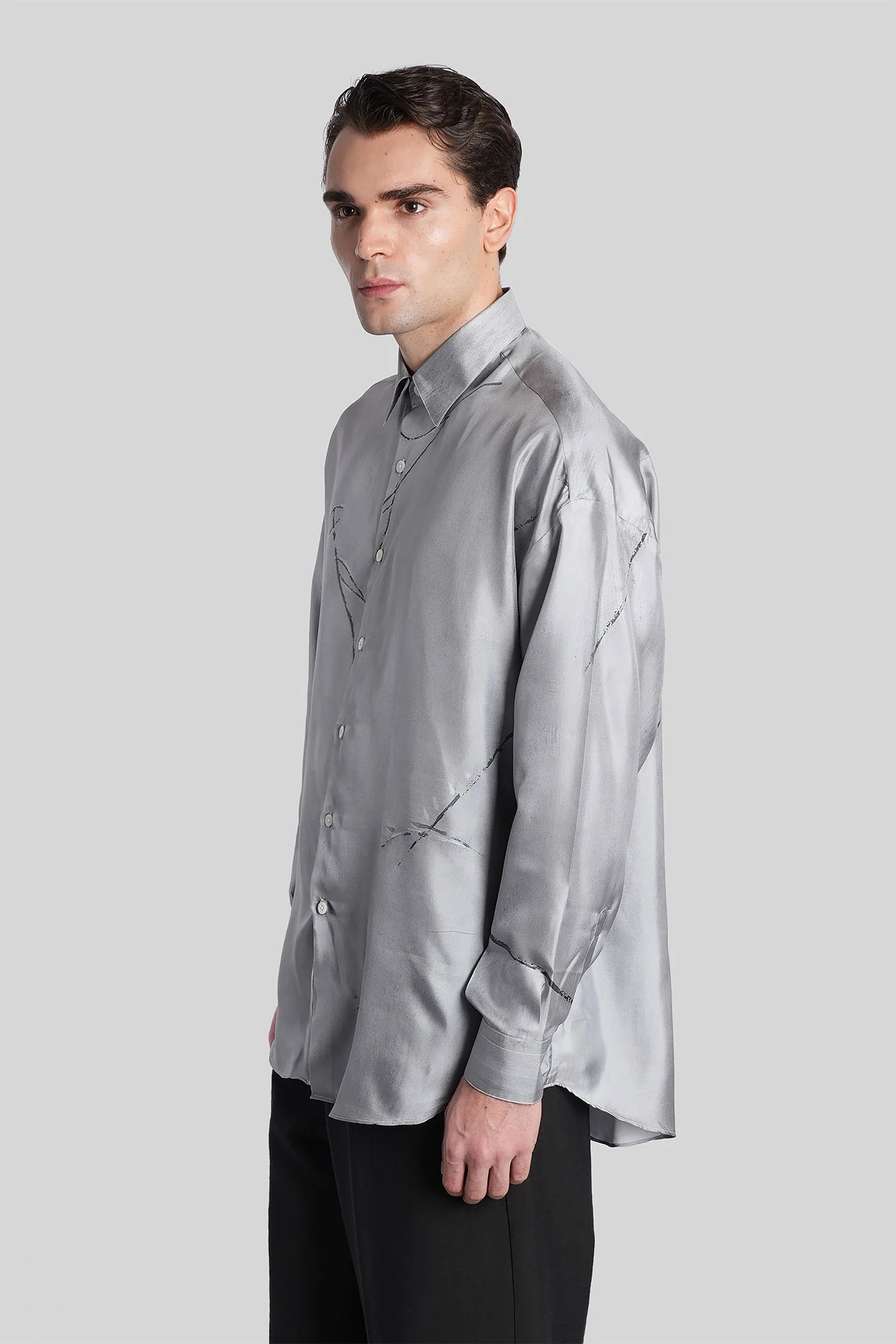Valentino Shirt in grey silk - Image 4