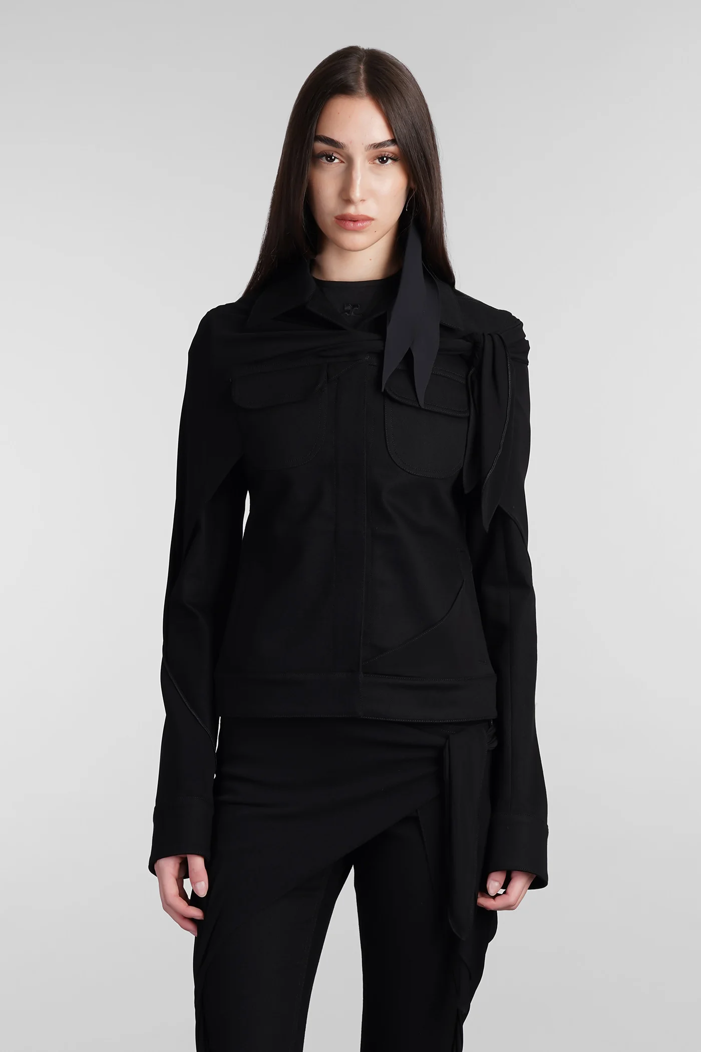 Casual jacket in black cotton