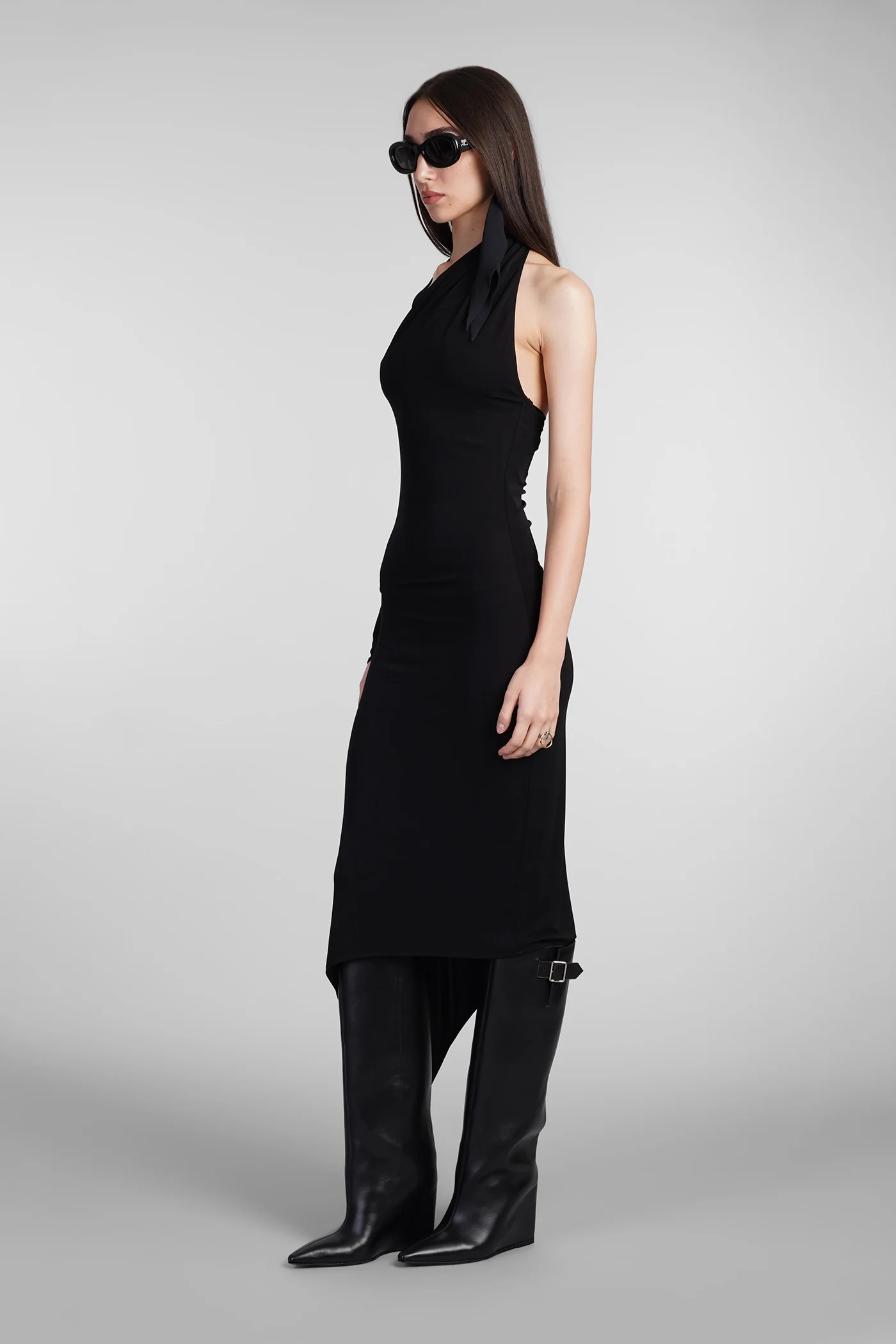 Dress woman  in black viscose - Image 4