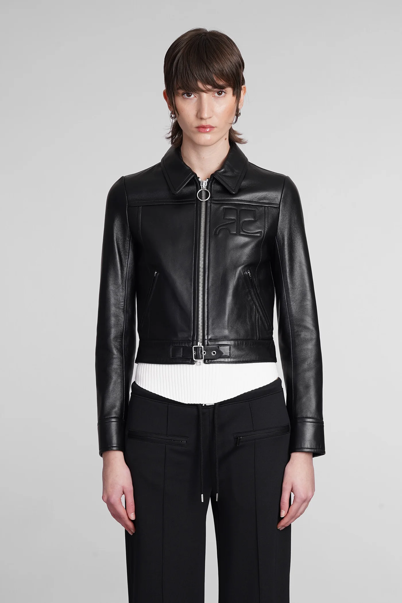 Leather jacket in black leather