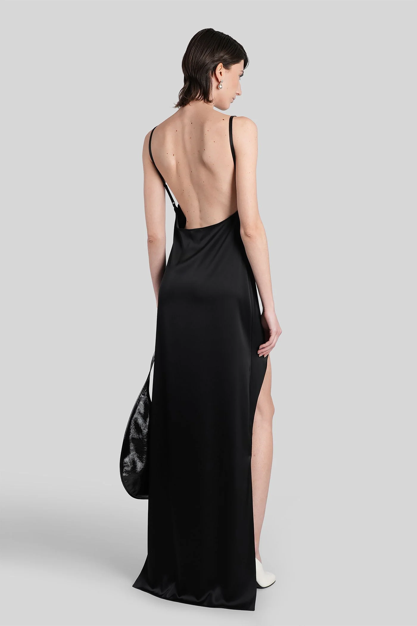 Long dress in black Triacetate - Image 2