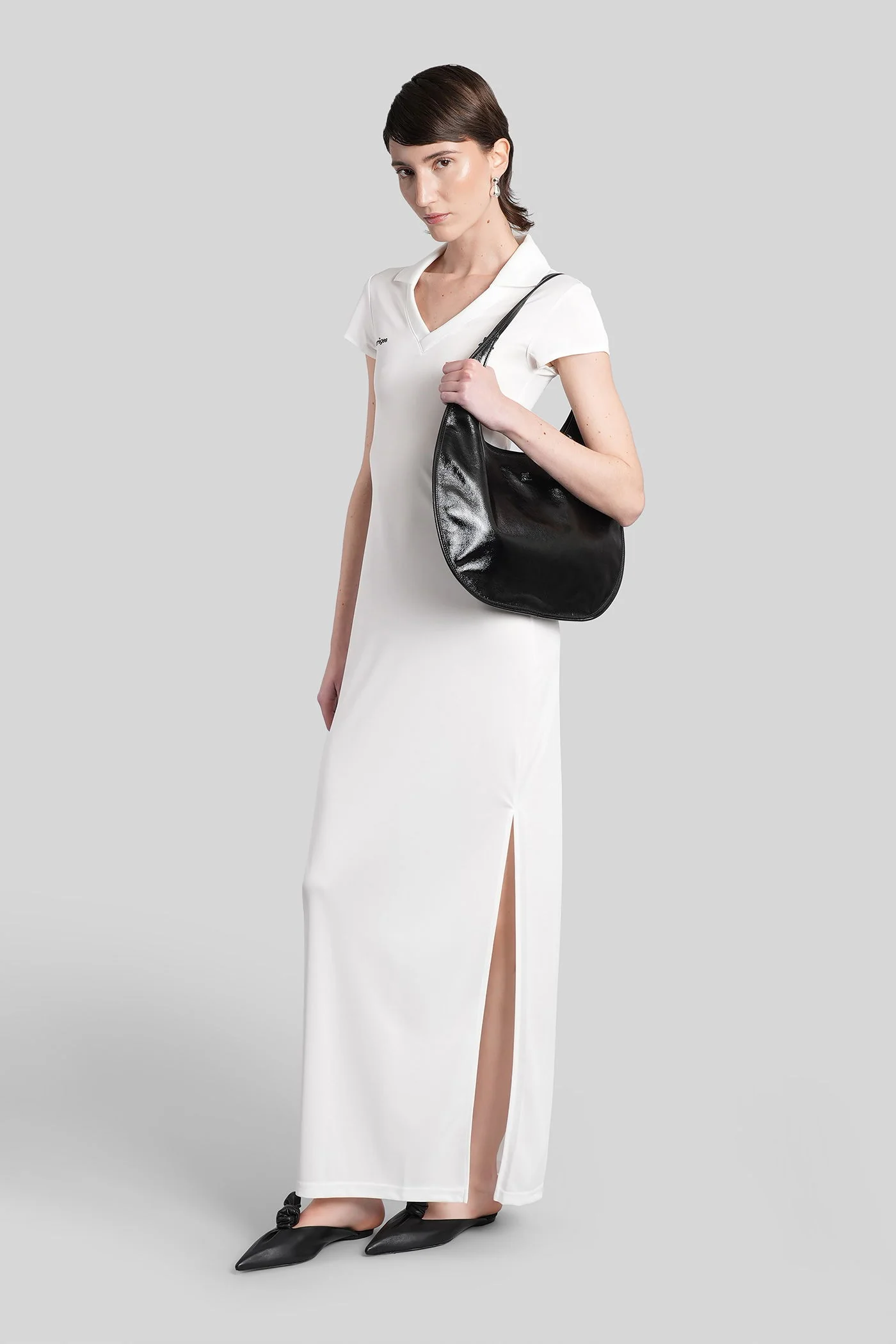 Long dress in white polyester - Image 2