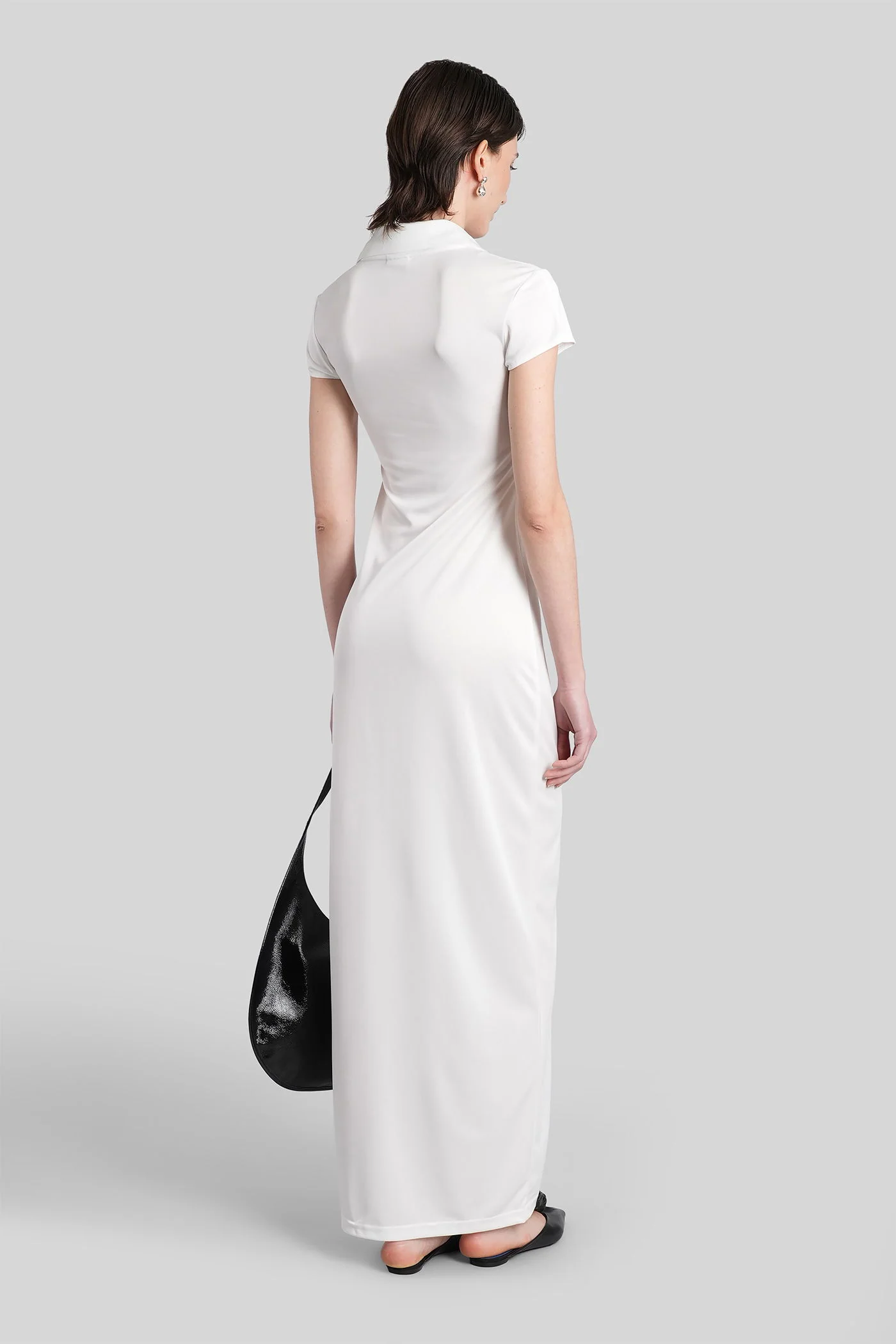 Long dress in white polyester - Image 3